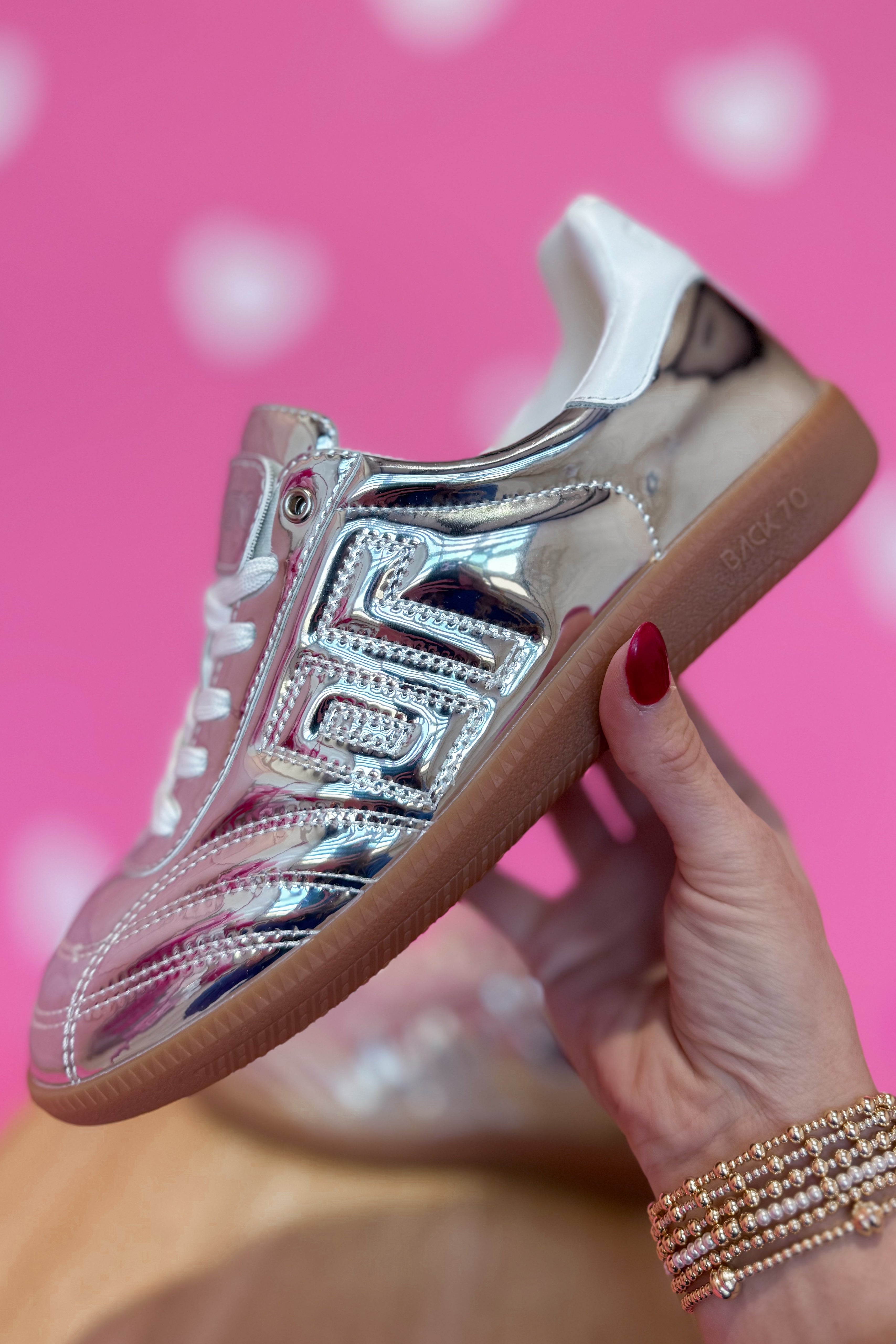 Silver BACK 70 Fluffy Sneakers, 205 sneaker style with plush, textured upper and white sole for casual comfort.