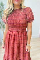 Mary Plaid Puff Sleeve Midi Dress - Be You Boutique