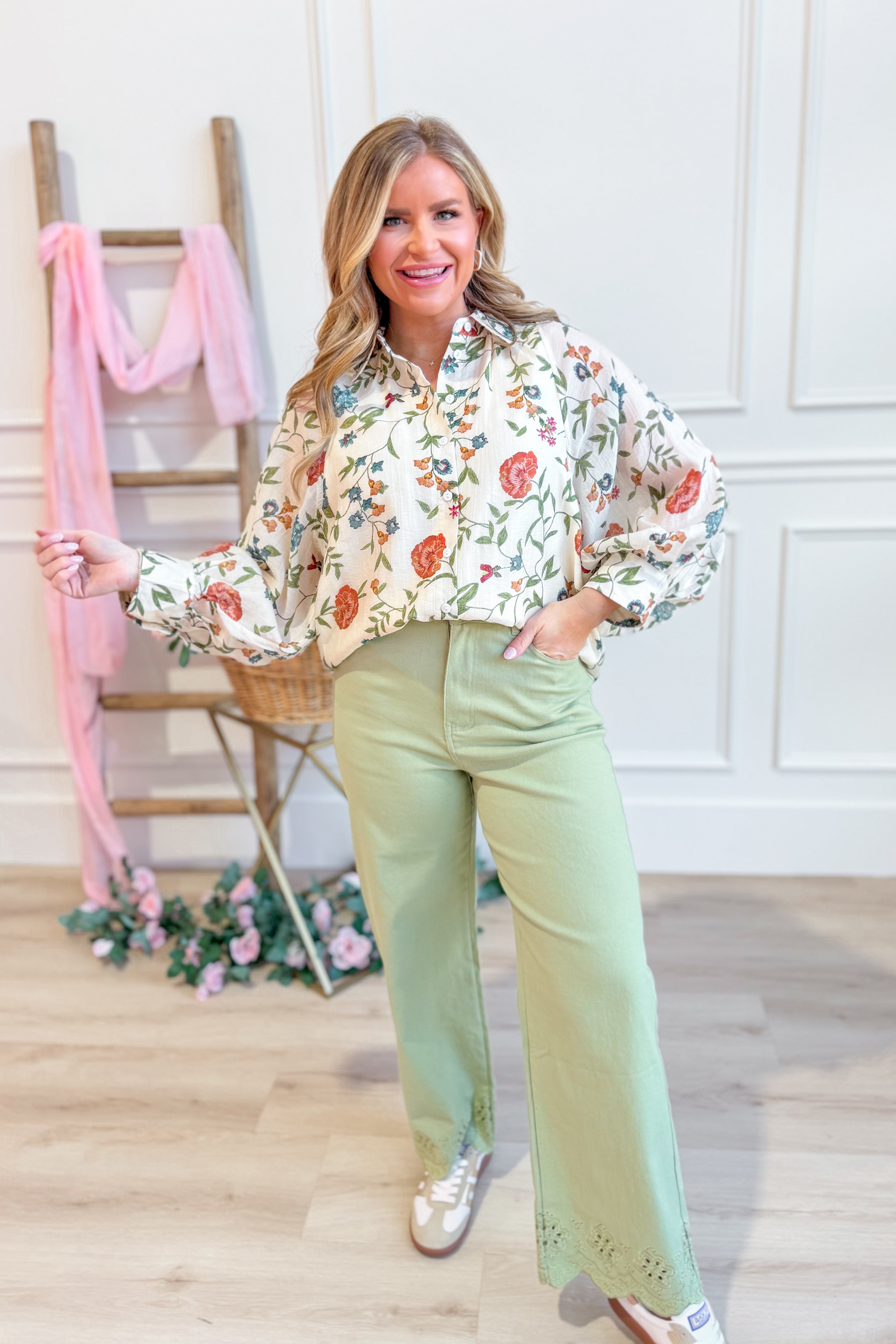 Katy Floral Button Closure Top - Be You Boutique