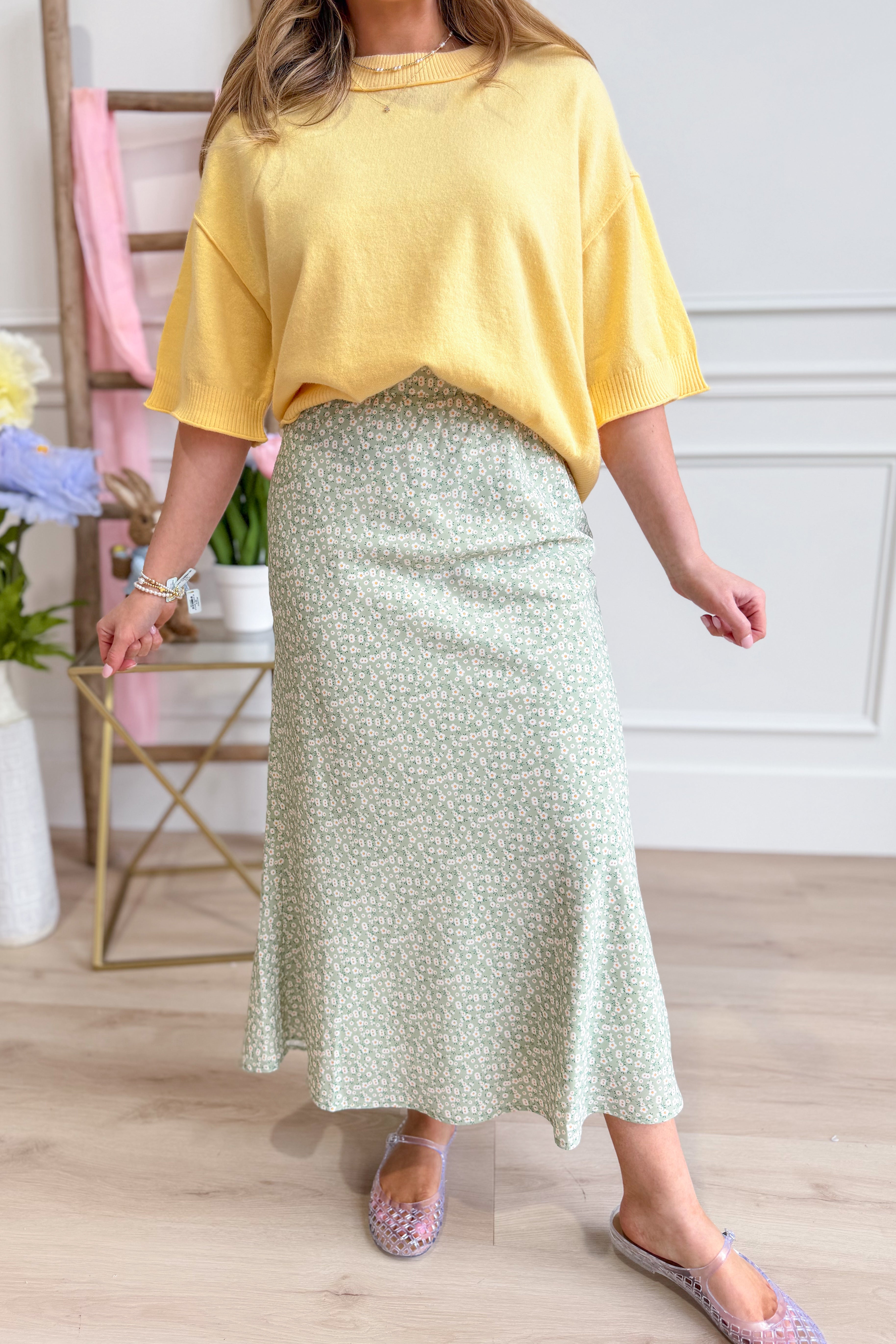 Tammy Ditsy Floral Midi Skirt - Be You Boutique