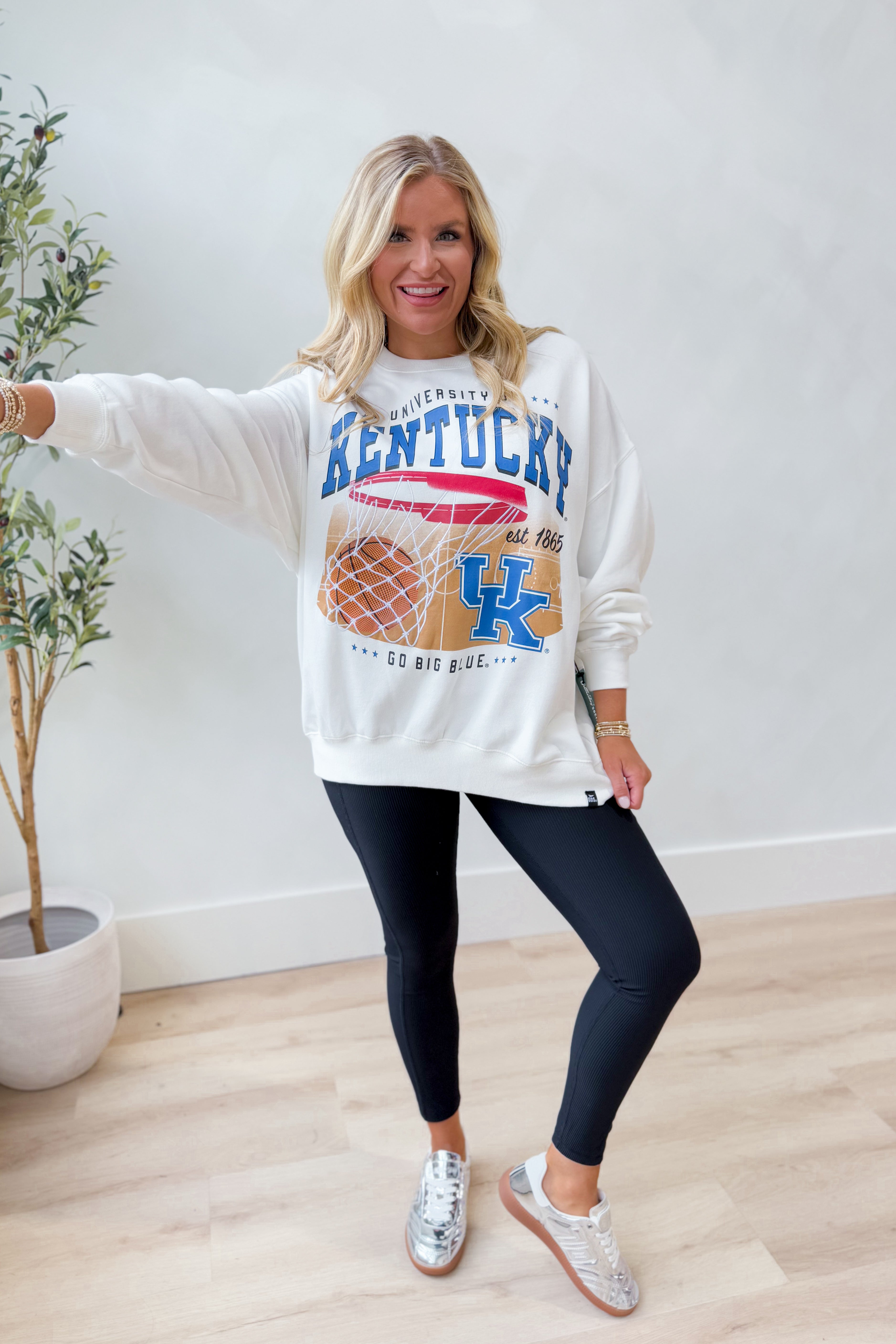 GameDay Social Kentucky Malone Basketball Fleece Embroidered Detail Crew Sweatshirt - Be You Boutique