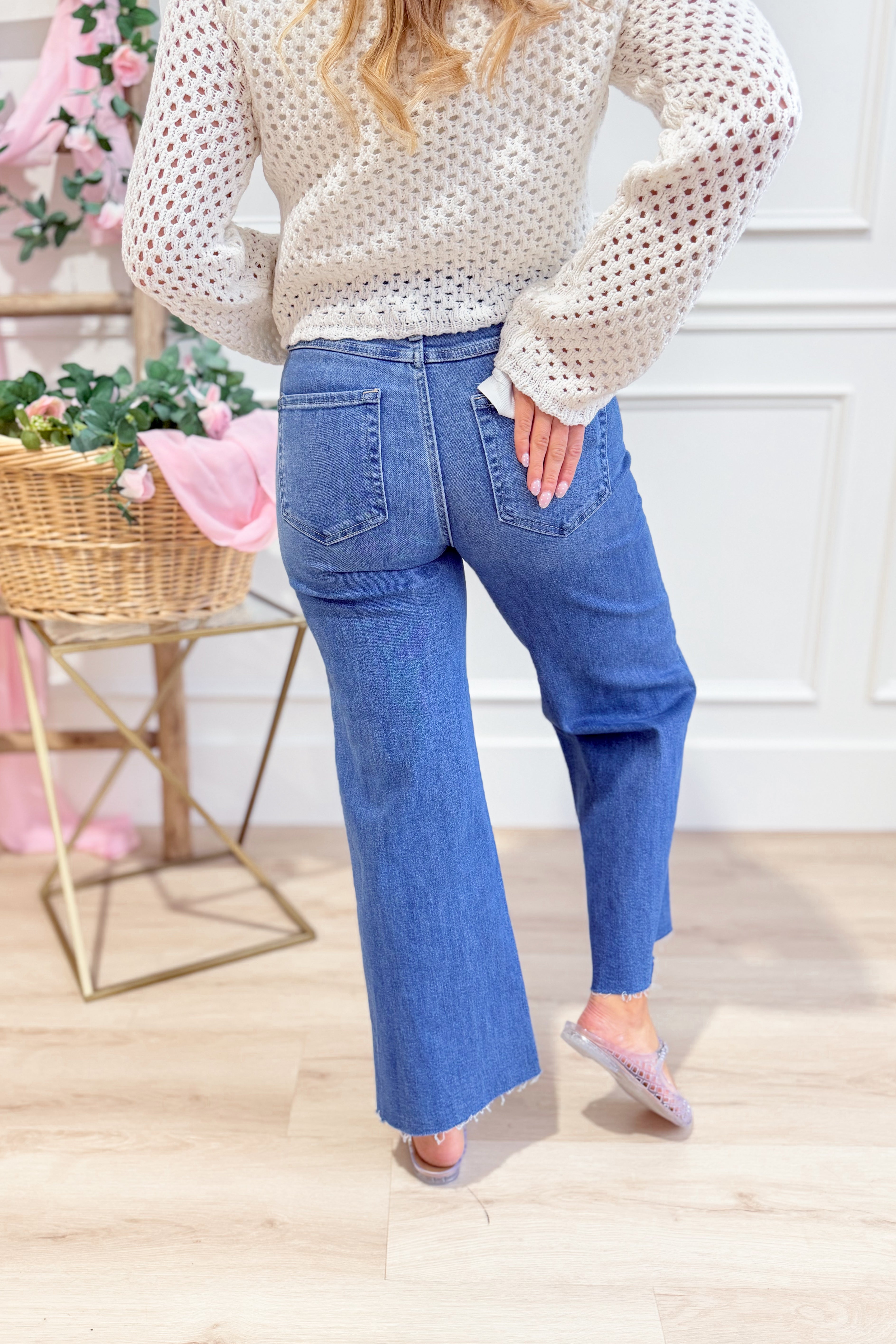 Risen Stevie High Rise Crop Wide Leg Tummy Control Pants - Be You Boutique