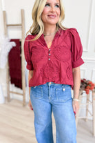Lacy Embroidered Applique Accented Top - Be You Boutique