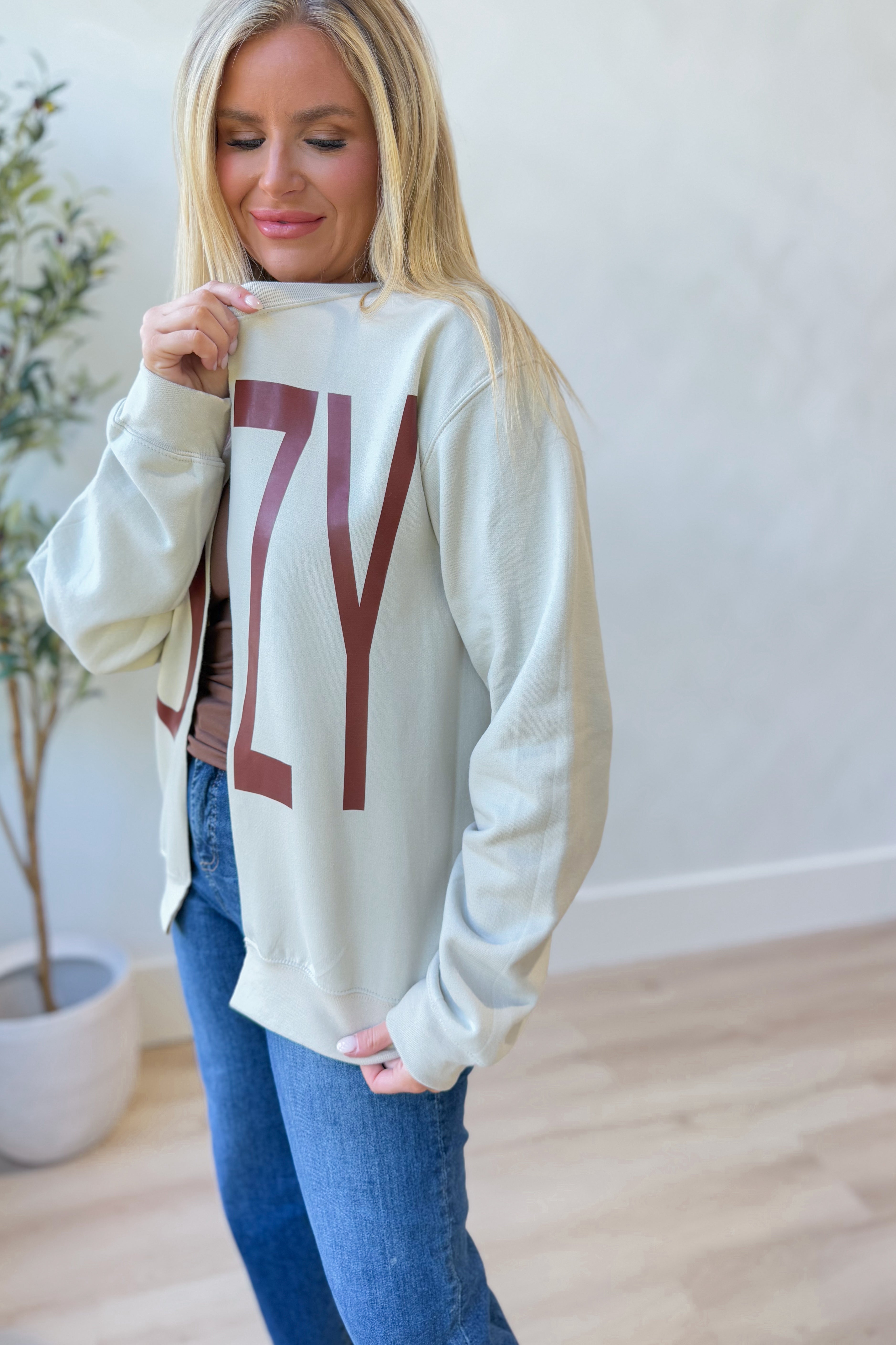 Cozy Season Split Sweatshirt Top - Be You Boutique