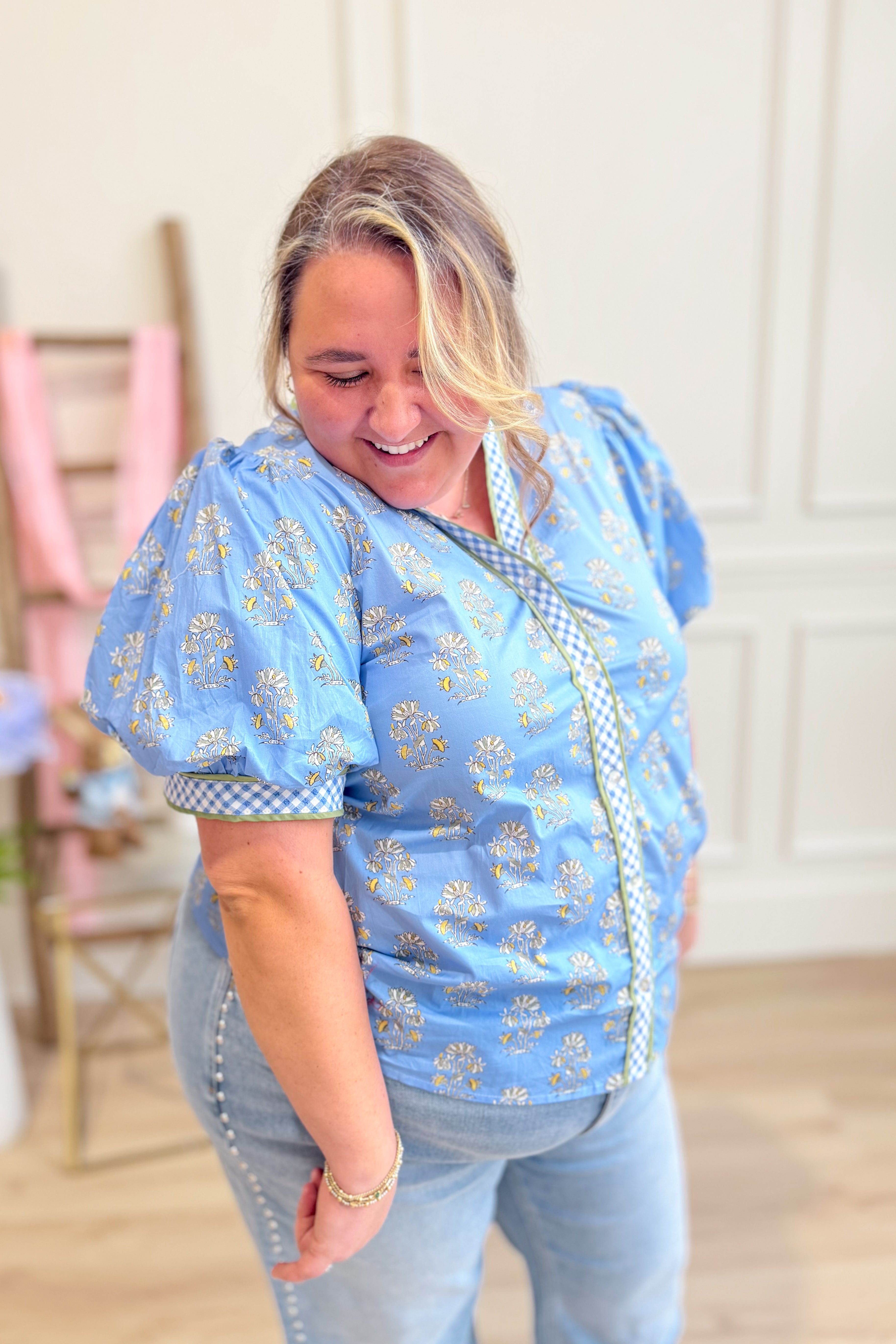 Connie Floral Printed Button Down Top - Be You Boutique