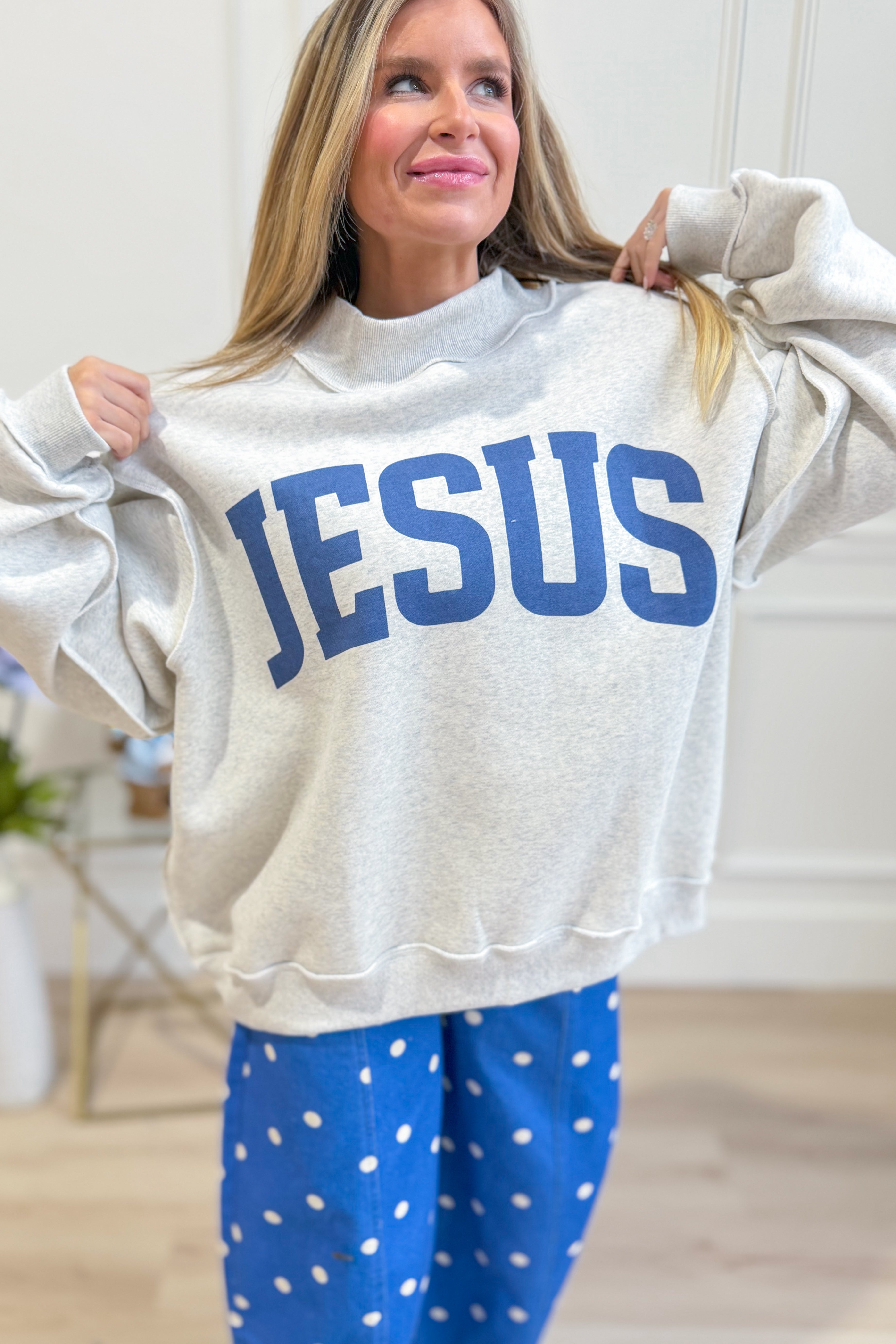 God is Good / Jesus Reversible Mock Neck Sweatshirt - Be You Boutique