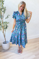 Katherine Floral Flutter Sleeve Dress - Be You Boutique