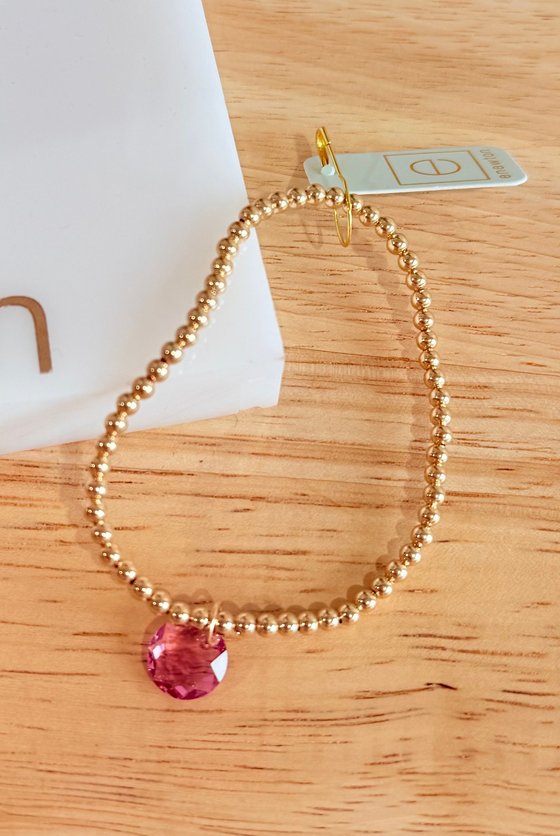 Enewton 3mm classic birthstone bracelet featuring round gemstone beads on a silver chain, elegant and personalized jewelry piece