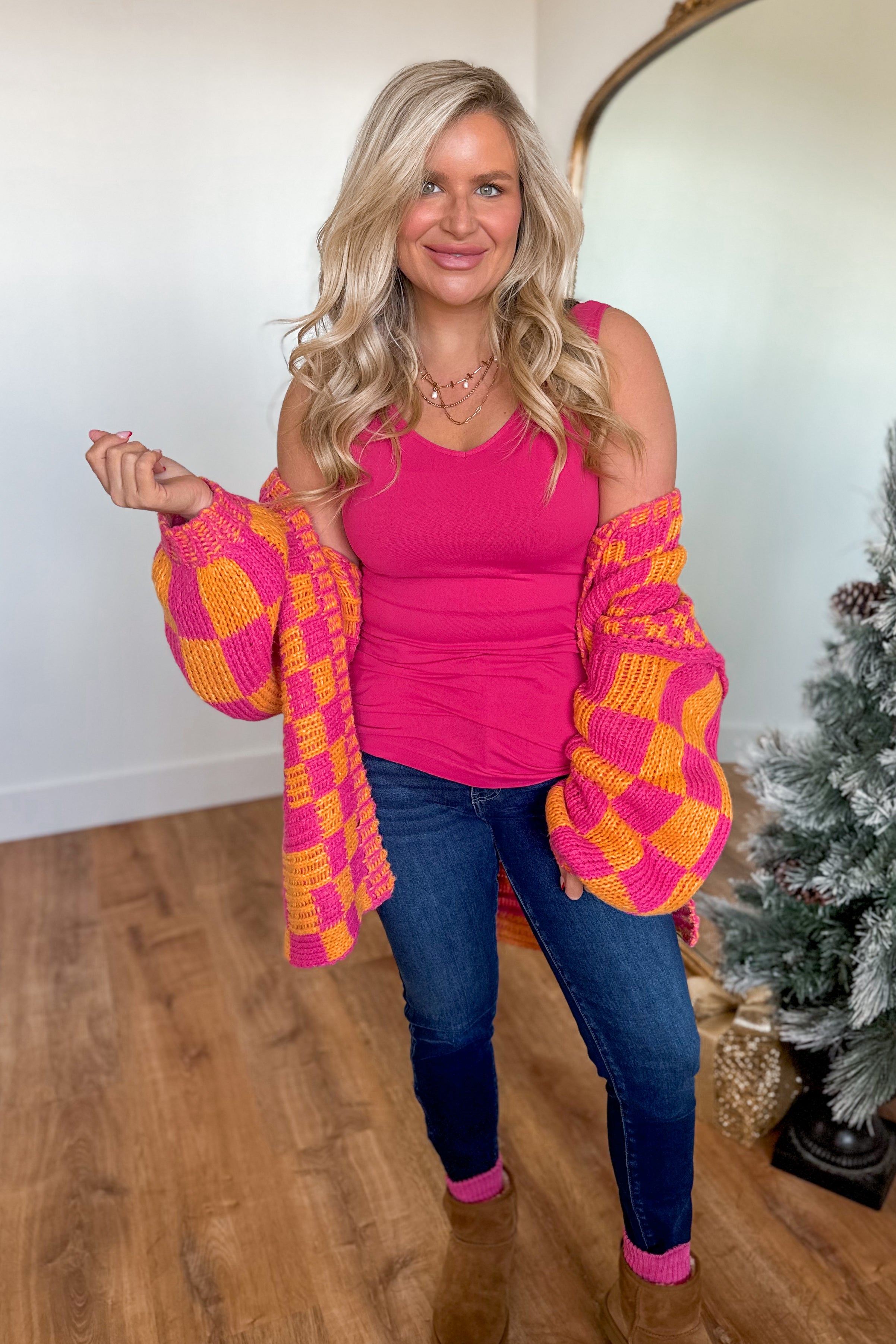 Cathy Basic Reversible Seamless Tank ~ Fuchsia - Be You Boutique