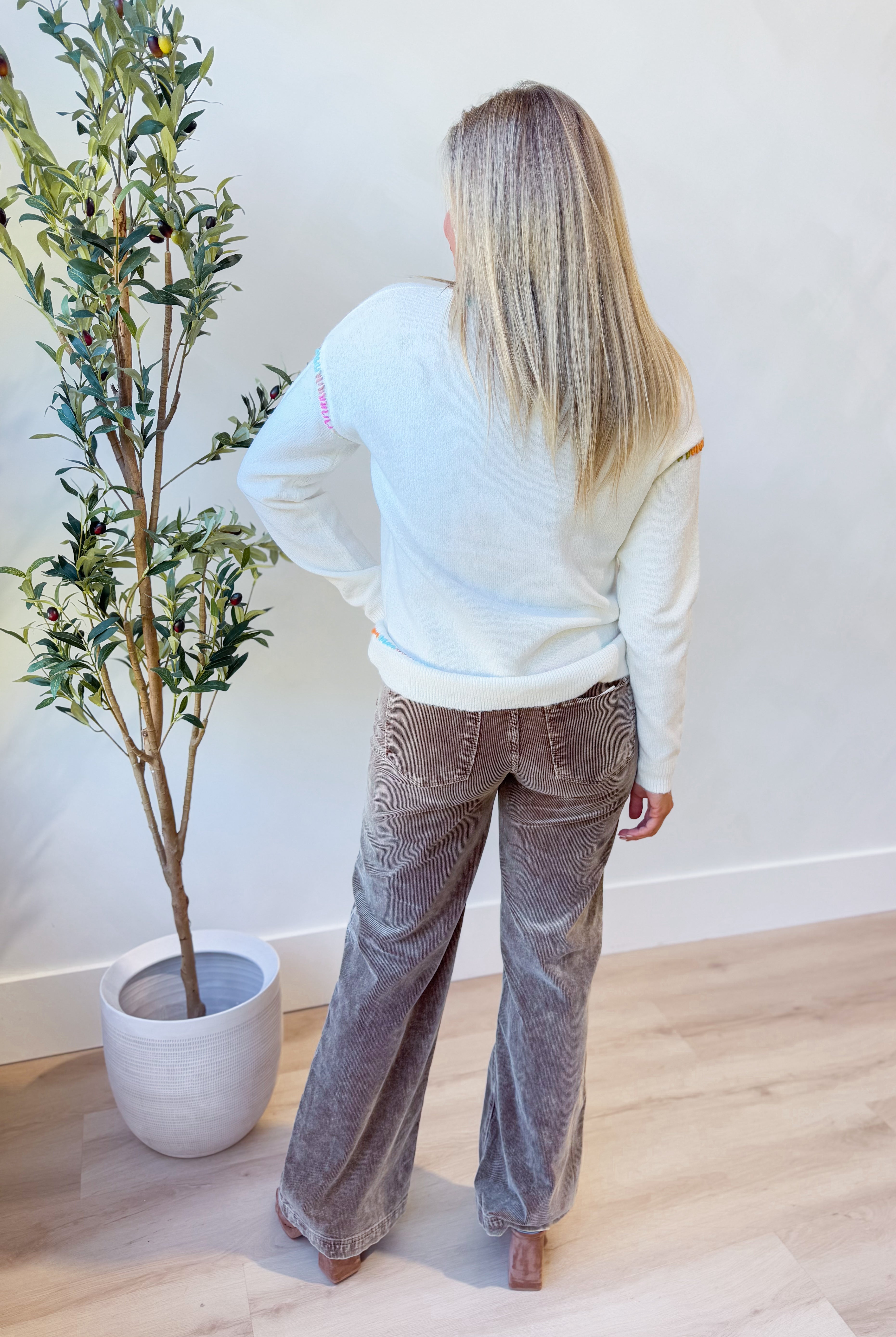 Brandi Multi Color Stitched Sweater - Be You Boutique