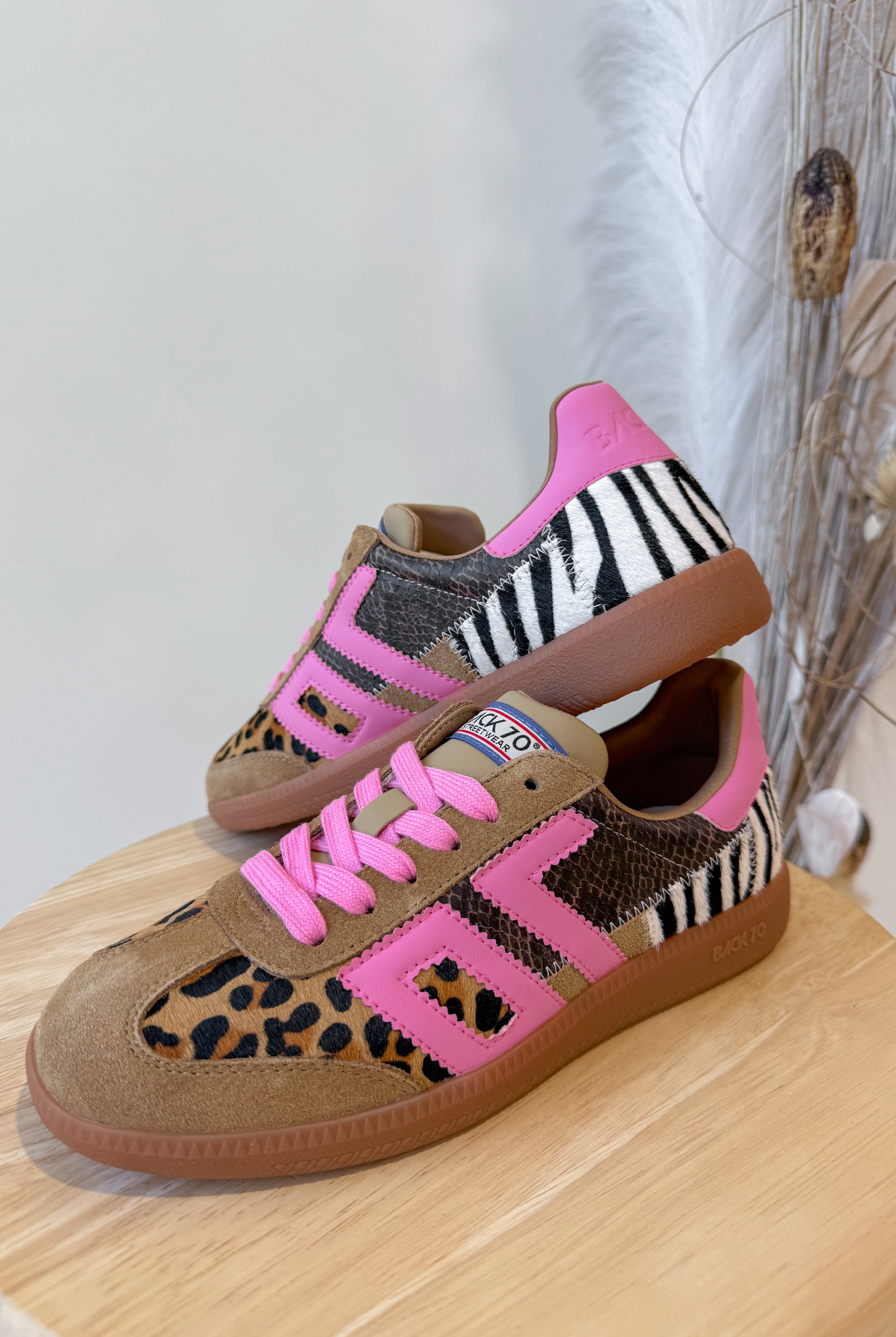 BACK70 Squid Sneakers in Leopard Zebra Fuxia - Be You Boutique