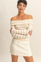 Sophia Ribbed Knit Off Shoulder Top - Be You Boutique