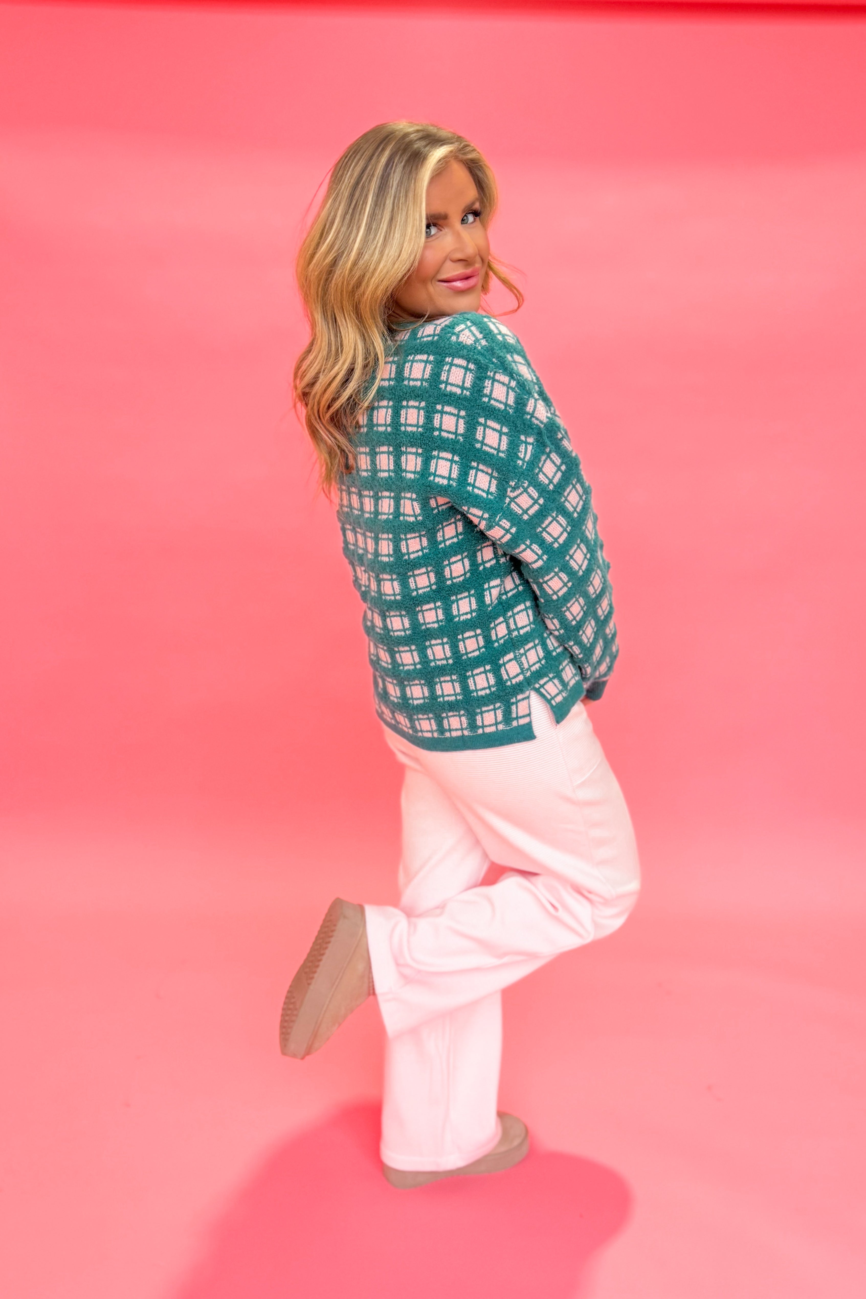 Loretta Plaid Chunky Knit Sweater - Be You Boutique