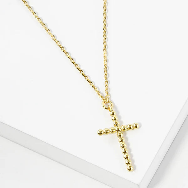 Amazing Grace Beaded Cross 18K Gold Plated Necklace - Be You Boutique