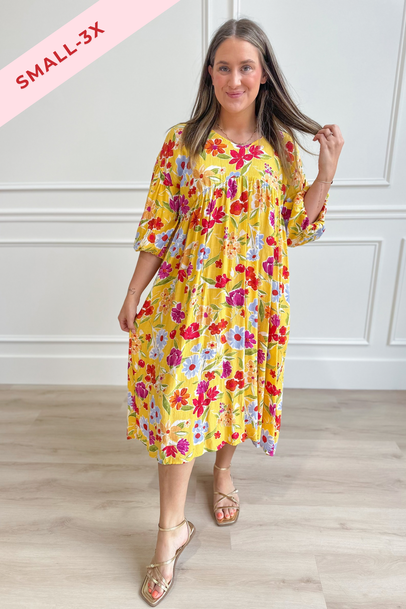 Serena Blossom Print Bubble Sleeve Maxi Dress - Be You Boutique