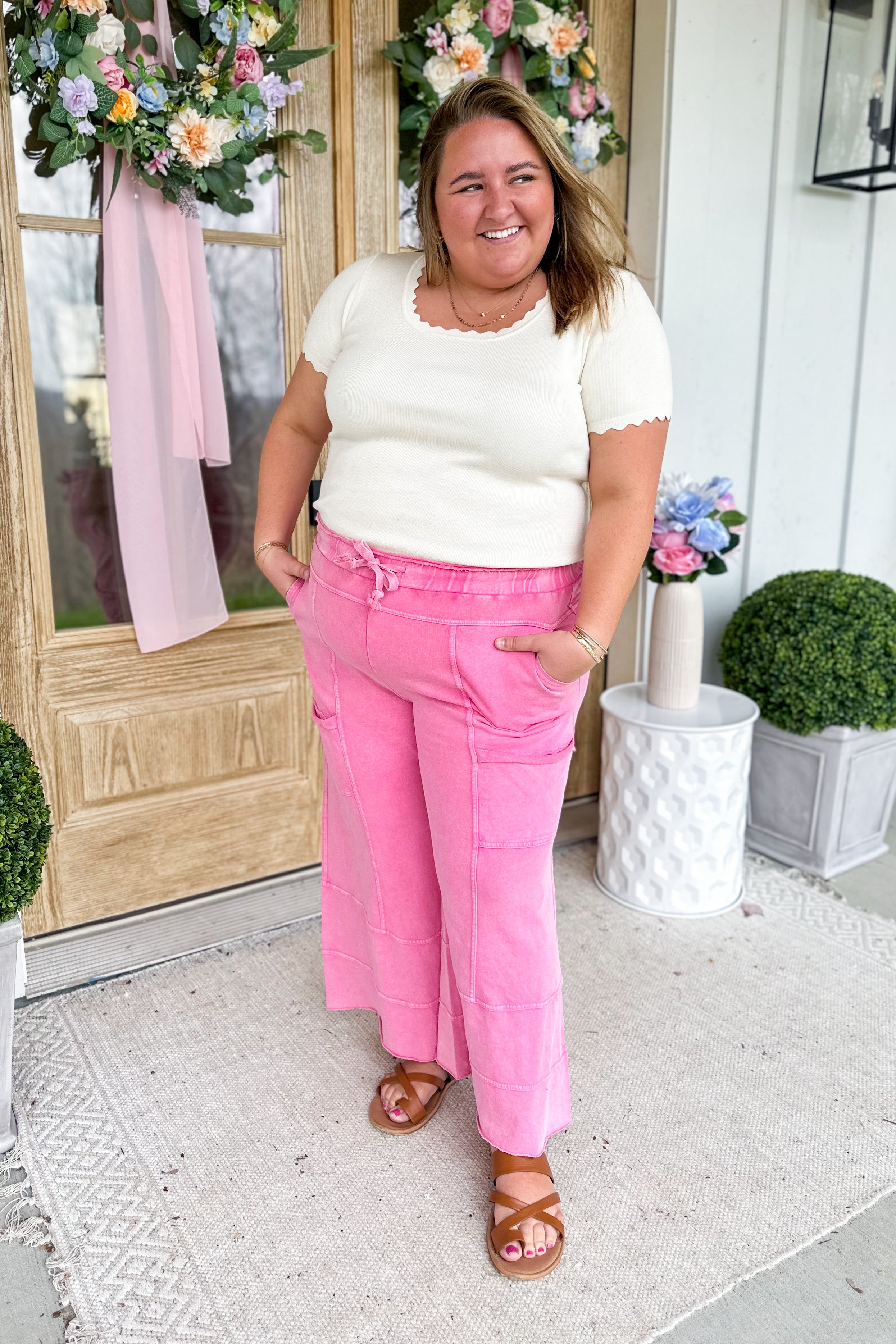 Bradley Mineral Washed Terry Knit Wide Leg Pants - Be You Boutique