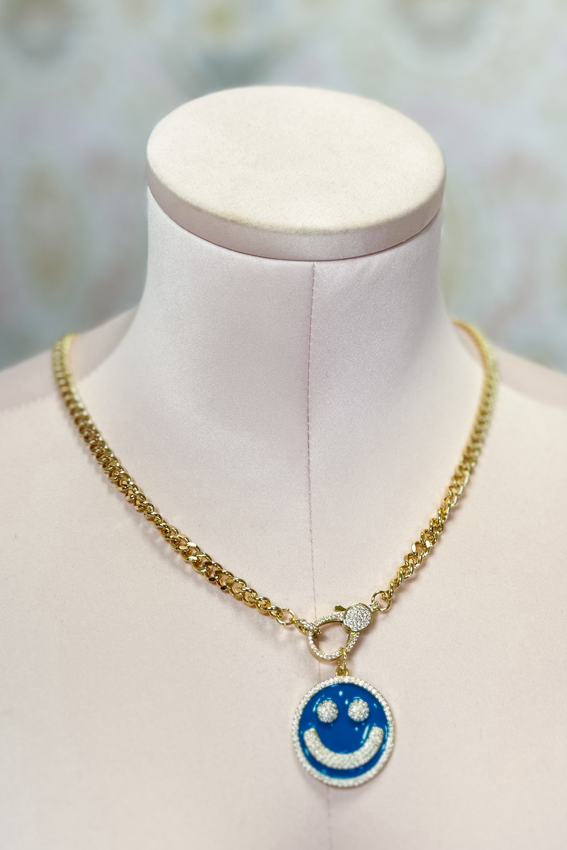 Treasure Jewels Blue Pave Enamel Crystal Necklace - Be You Boutique