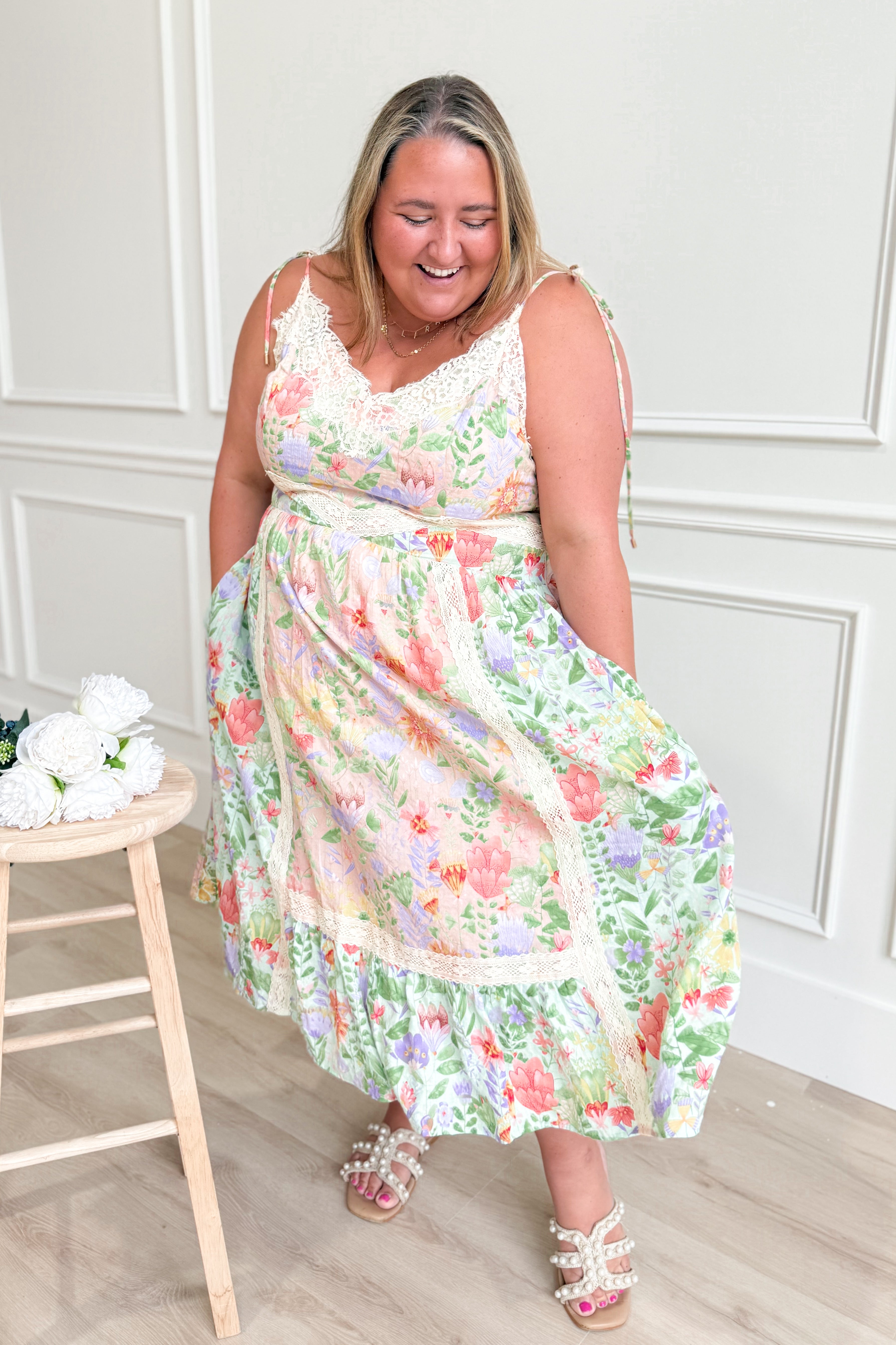 Gretta Garden Floral Midi Dress - Be You Boutique