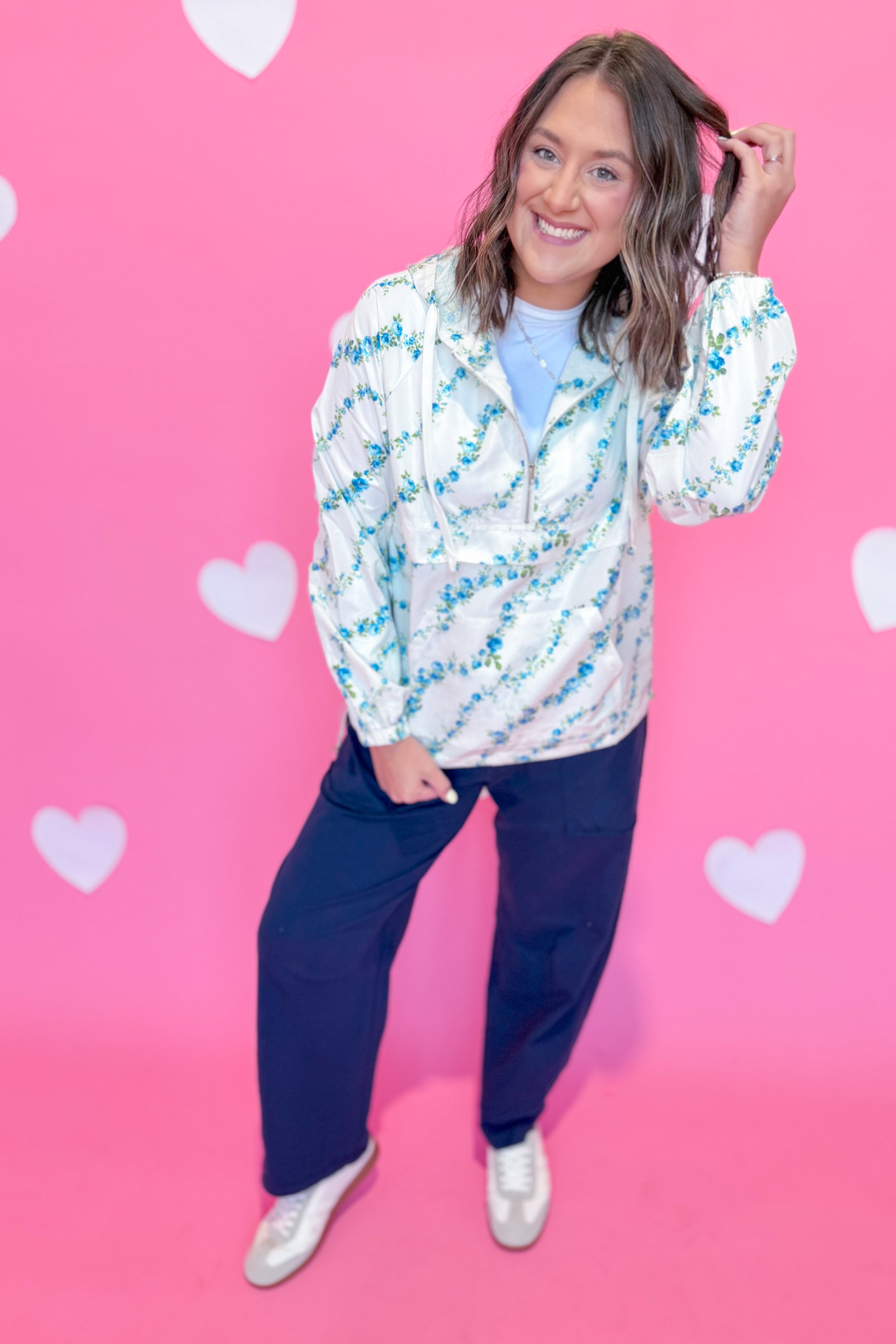 Augusta Floral Print Long Sleeve Windbreaker Jacket - Be You Boutique