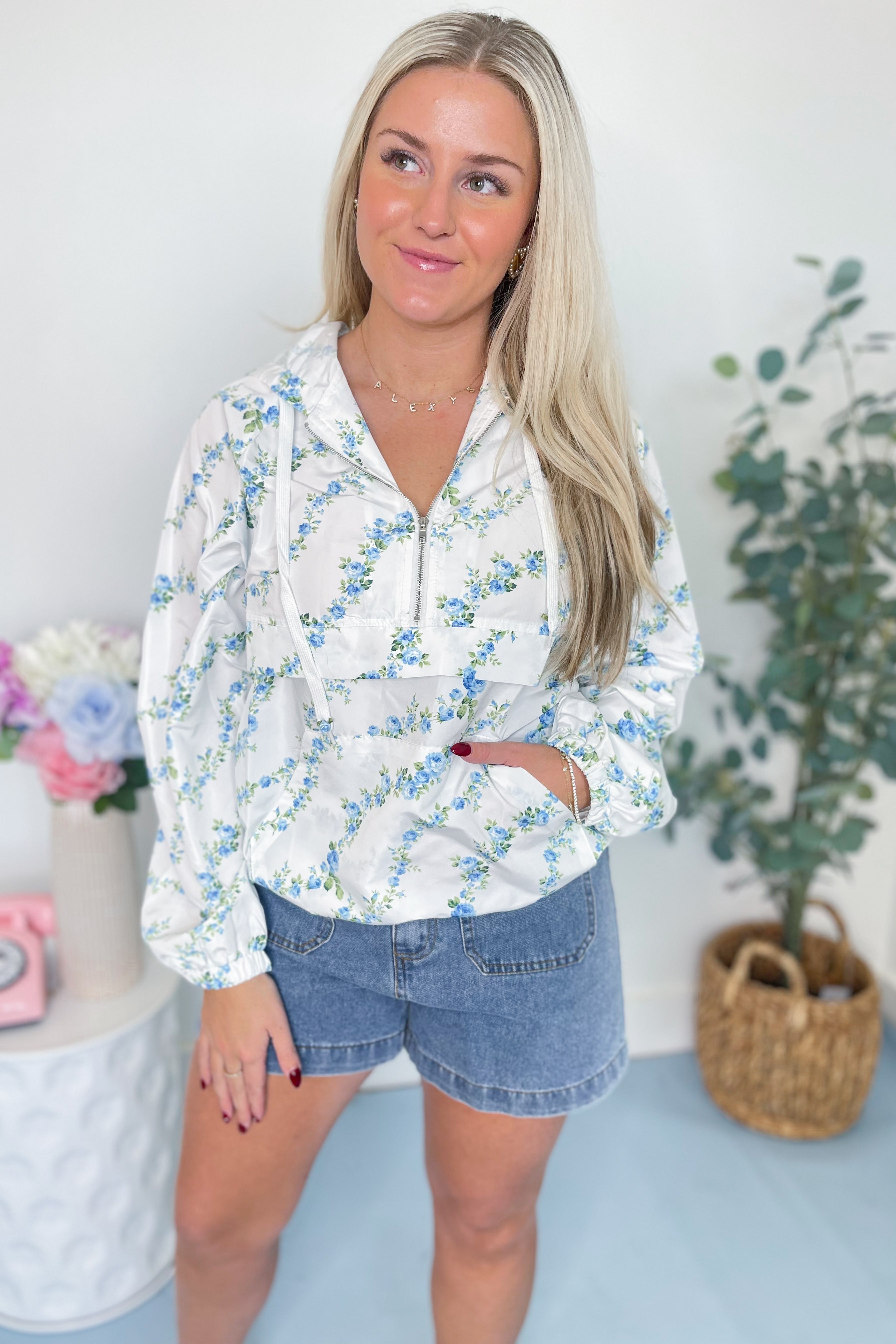 SPRING2026 Augusta Floral Print Long Sleeve Windbreaker Jacket - Be You Boutique