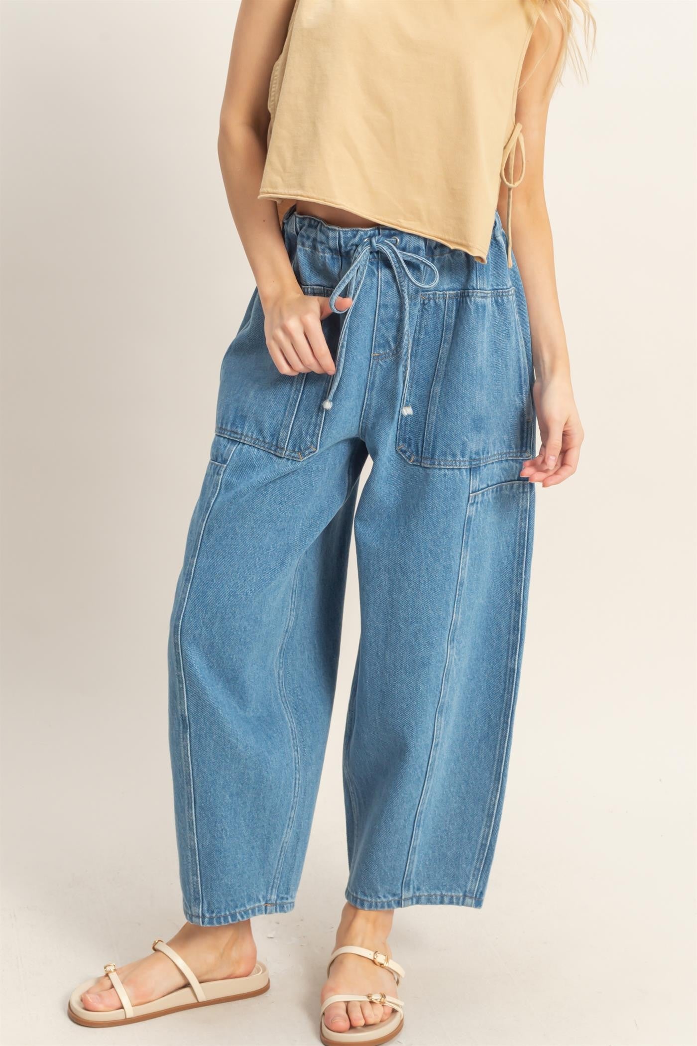 HYFVE Mason oversized pocket wide-leg jeans with relaxed fit and 147 novelty denim style, shown with front view.