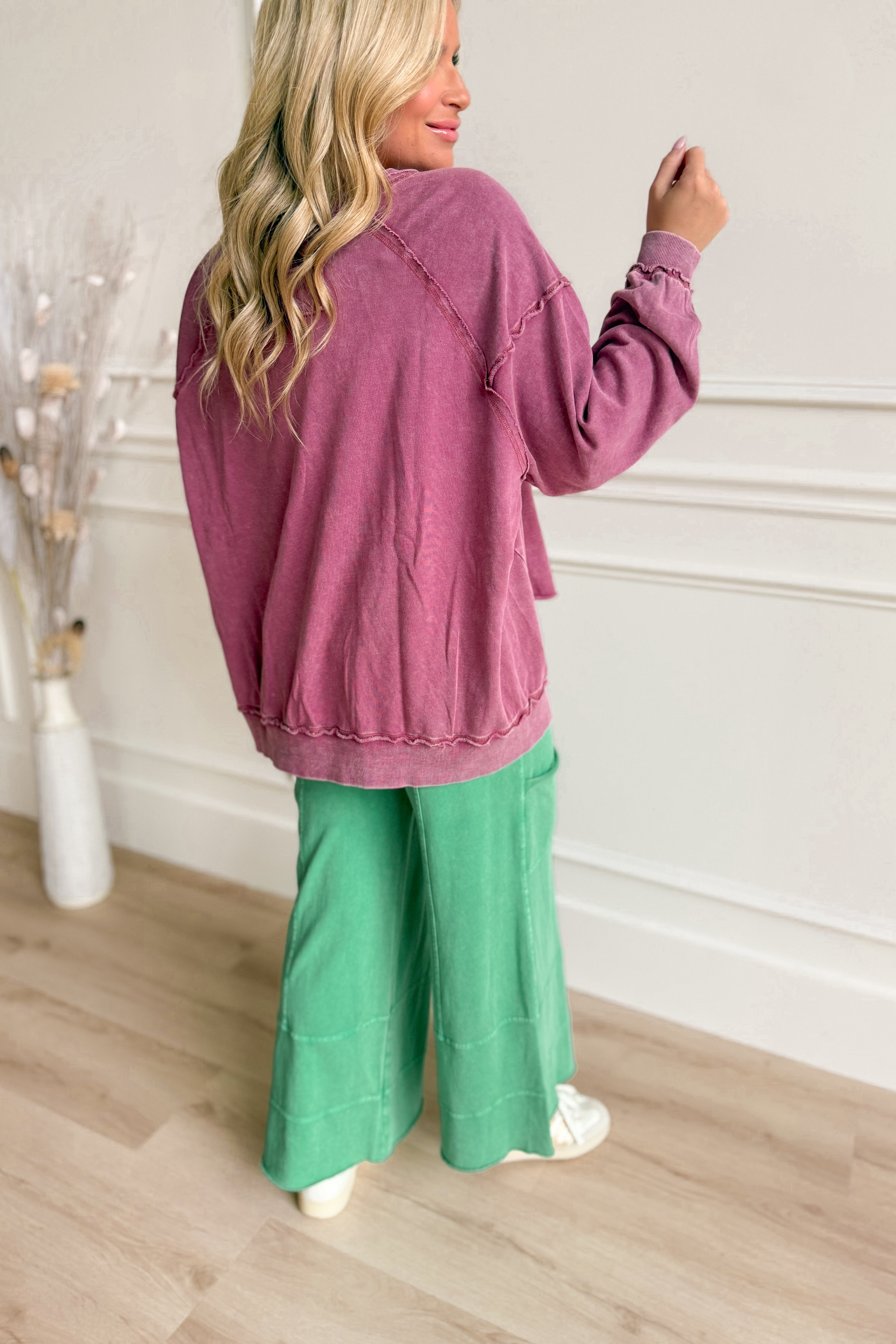 Binny Mineral Washed Peace Sign Pullover - Be You Boutique