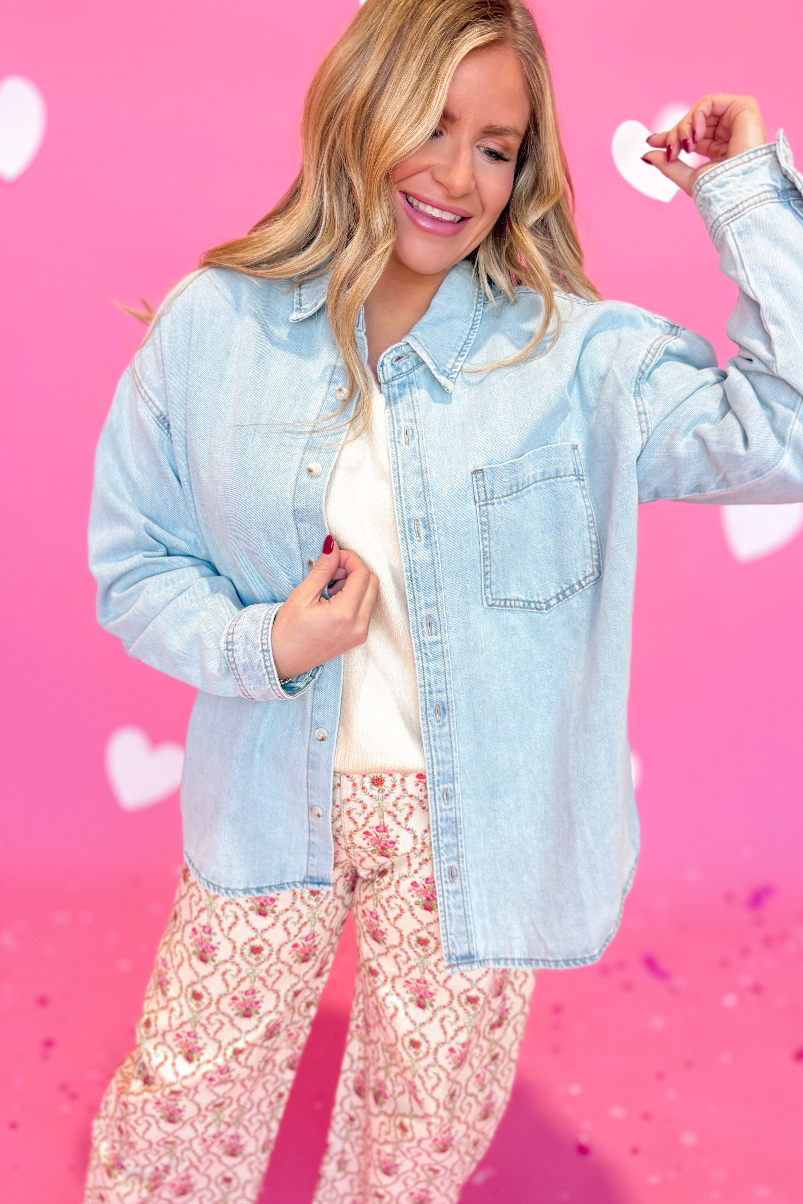 Conrad Denim Long Sleeve Button Down Top - Be You Boutique