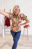 Gwen Multi Floral Ruffle Trim Top - Be You Boutique