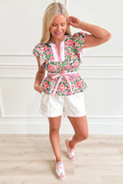Ella Floral Tie Waist Peplum Top - Be You Boutique