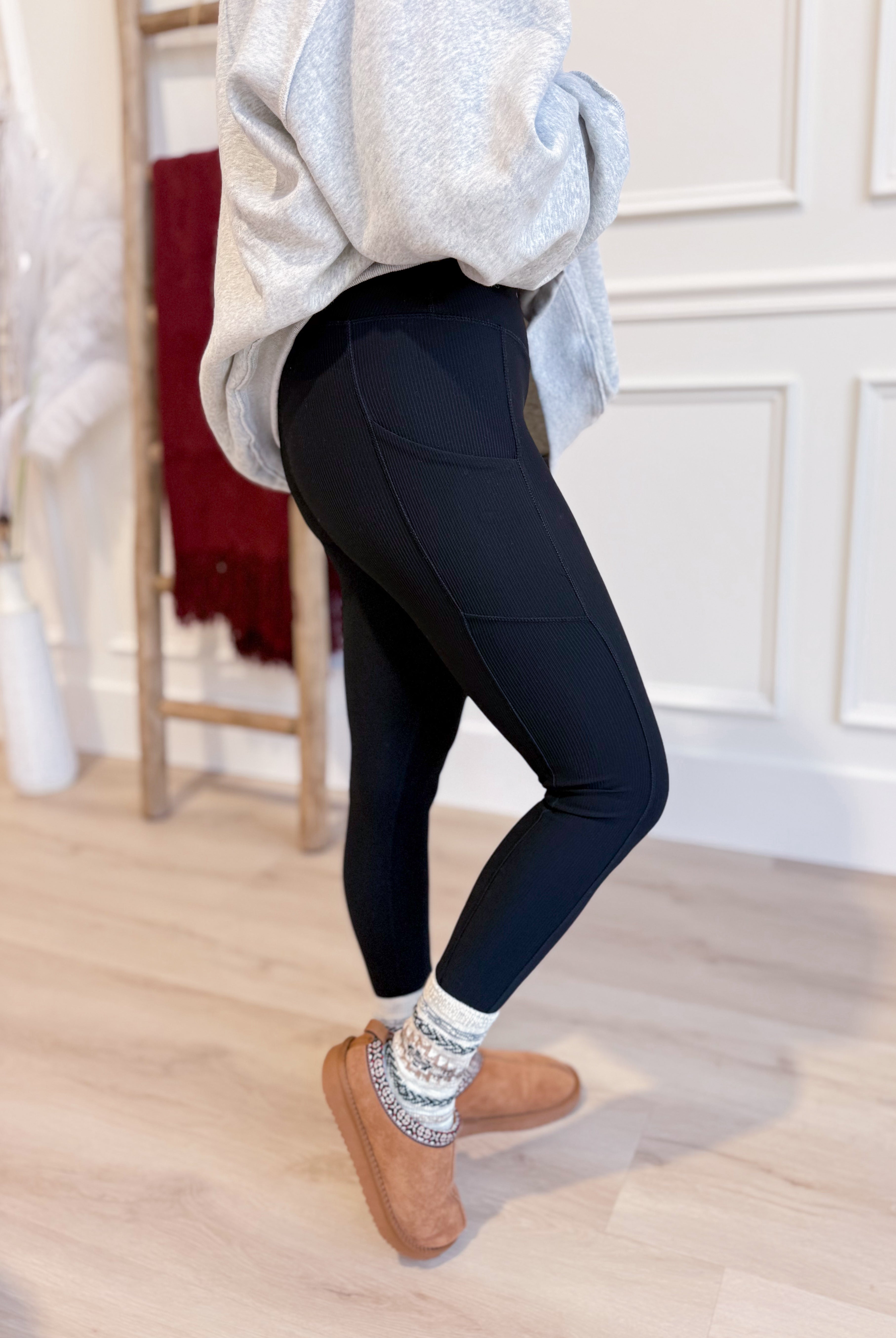 Adam Nylon Rib Yoga Leggings with Pockets - Be You Boutique