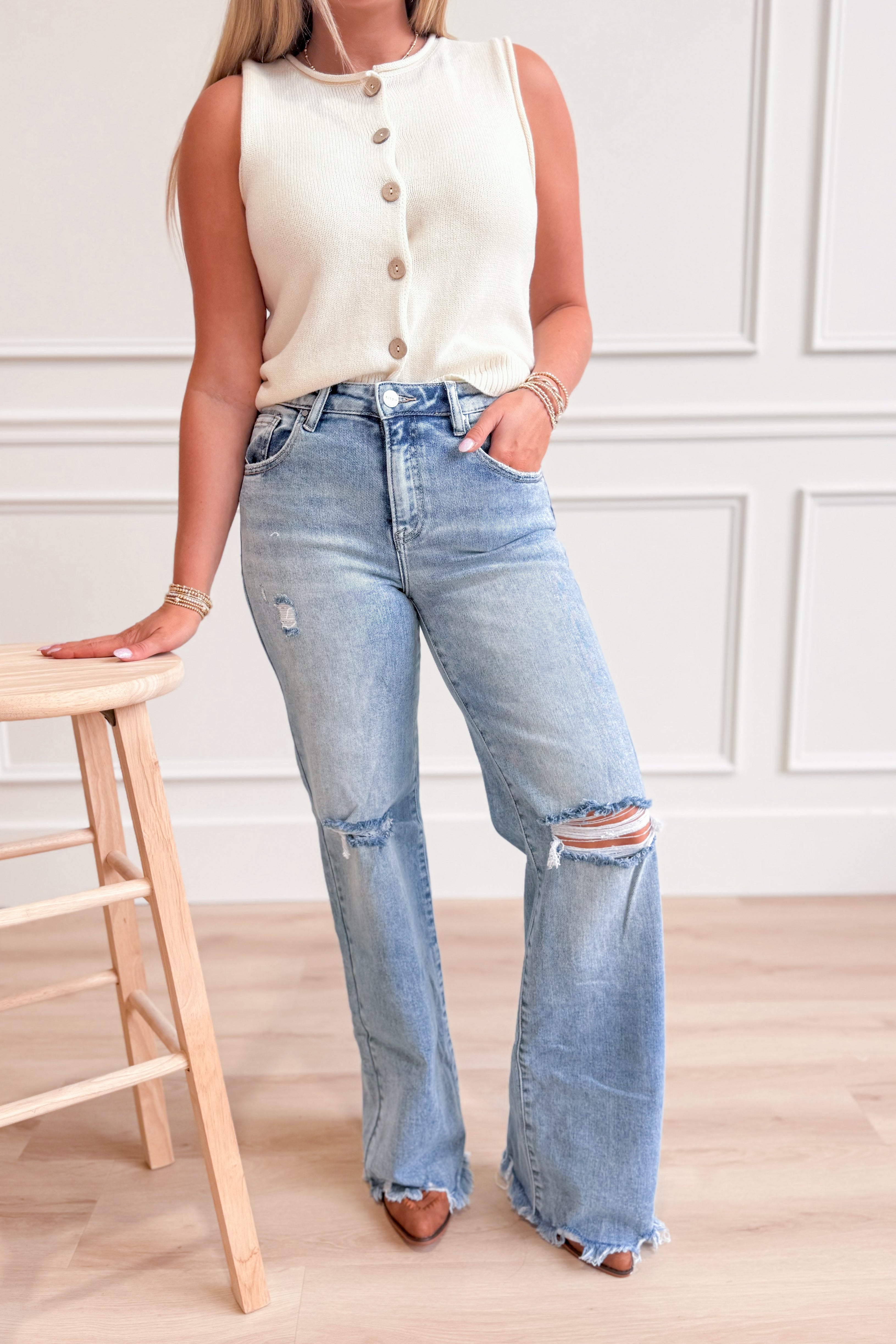 Risen Remi high rise wide leg denim jeans in size 1XL to 3XL, showing the black color, relaxed fit, and classic five-pocket style.