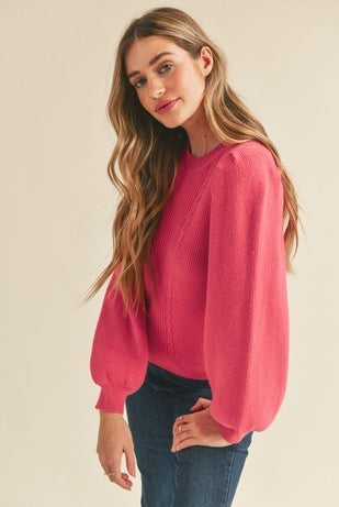 Peter Ribbed Puff Sleeve Sweater - Be You Boutique