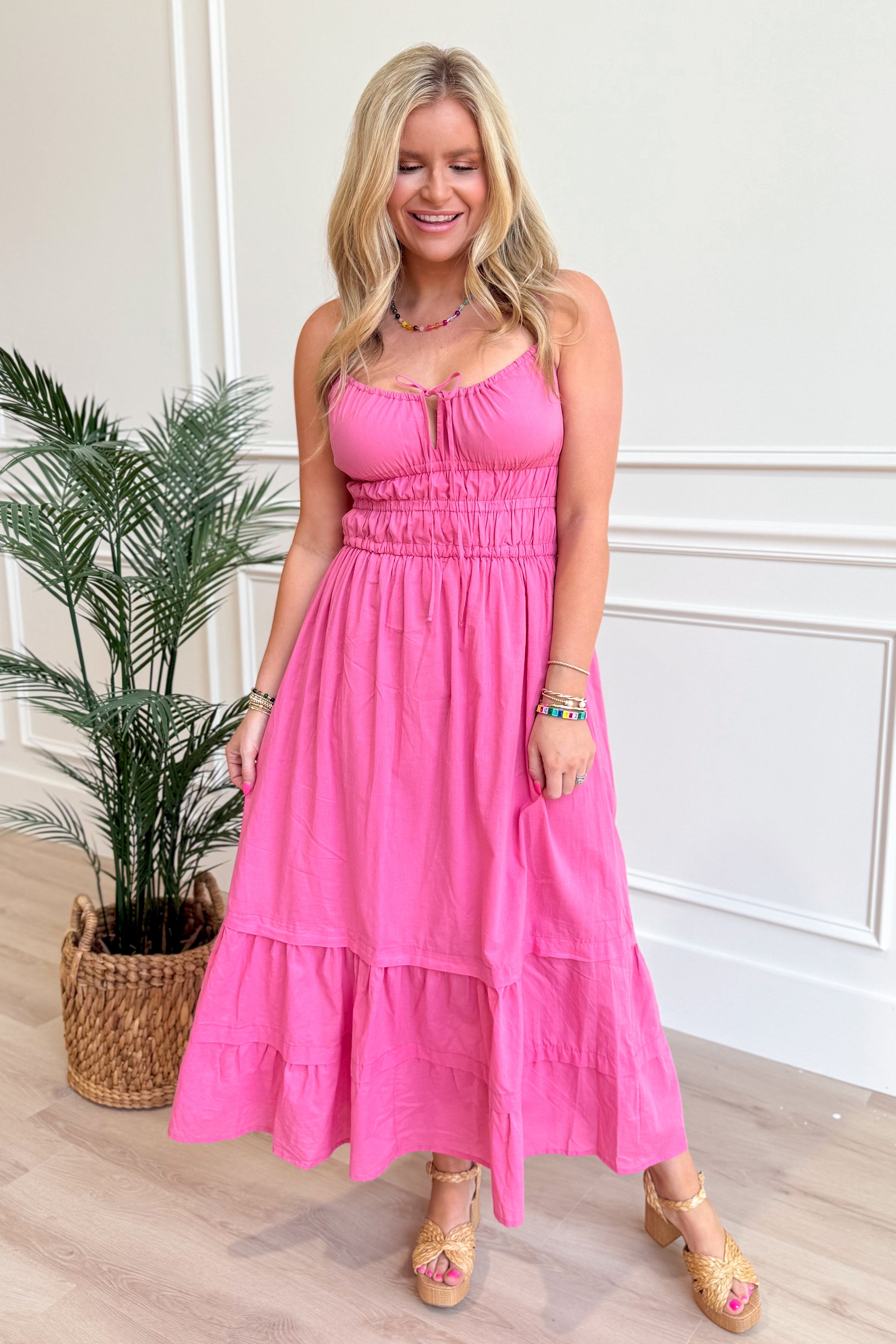 Logan Front Tie Ruffle Hem Maxi Dress - Be You Boutique