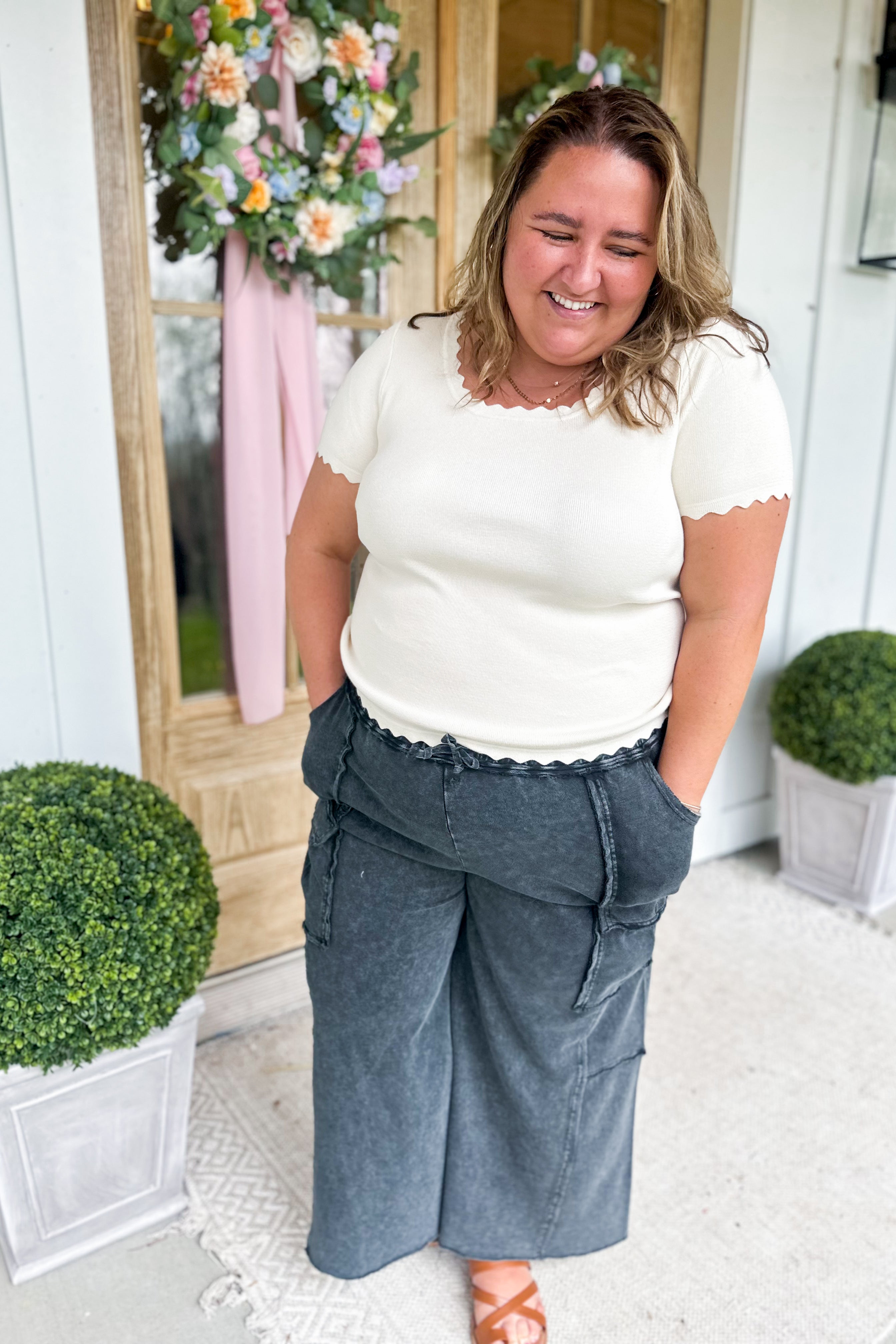 Mateo Mineral Washed Wide Leg Cargo Pants - Be You Boutique