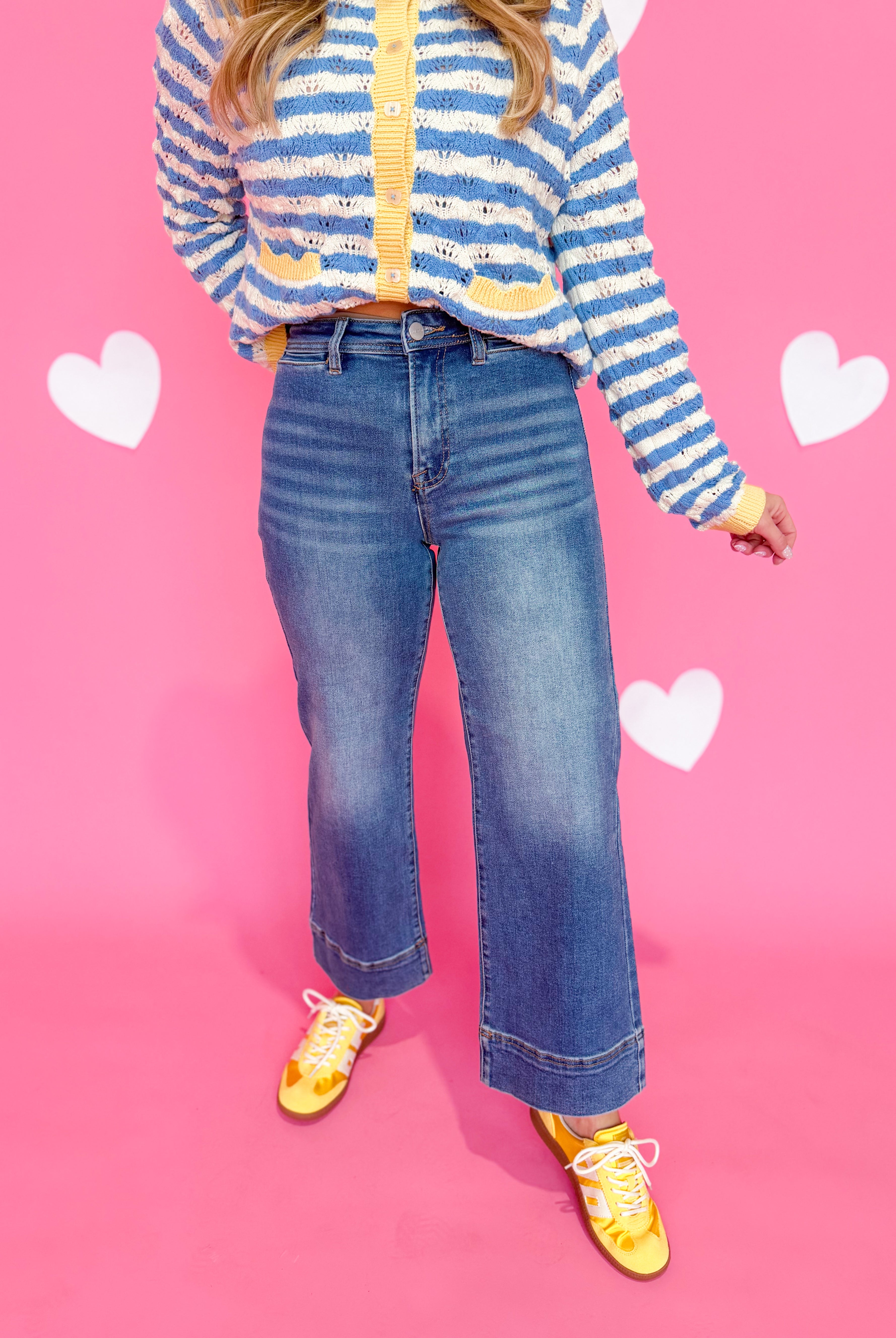Risen Bruce high-rise wide-leg core jeans in light blue denim with classic five-pocket design.