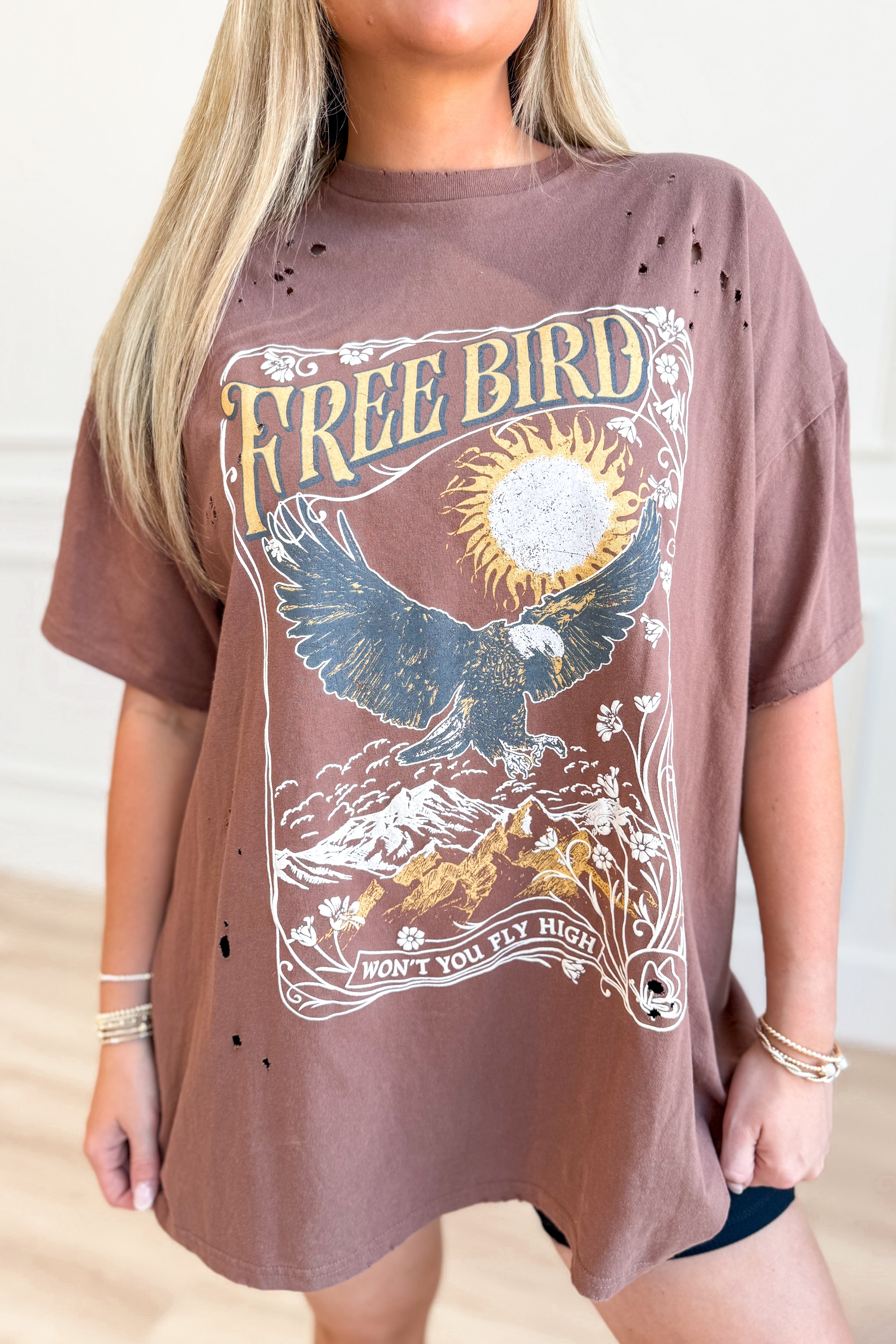 Free Bird Mineral Washed Graphic T-Shirt - Be You Boutique
