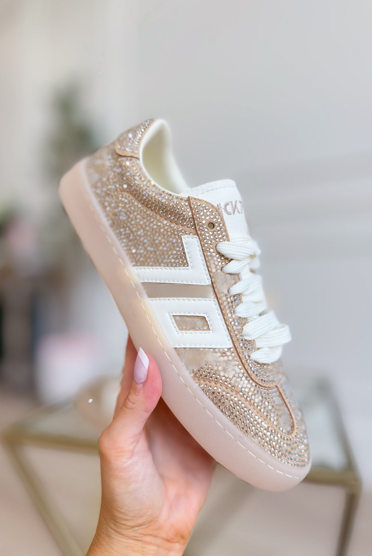 BACK 70 BACK70 Smart Gold Rhinestone Sneakers, 205 Sneakers with sparkling rhinestone details and stylish design.