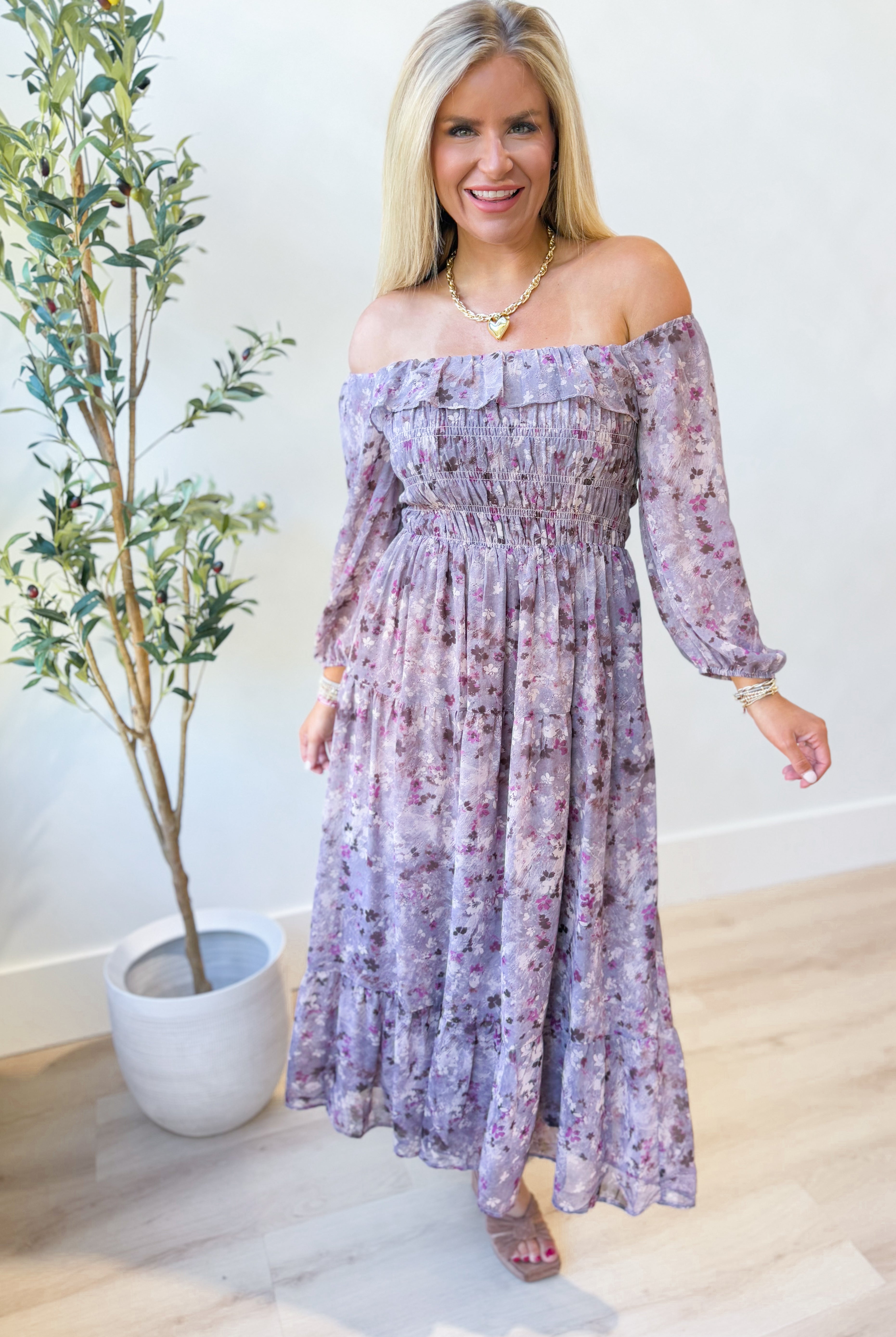 Scarlett Floral Smocked Midi Dress - Be You Boutique