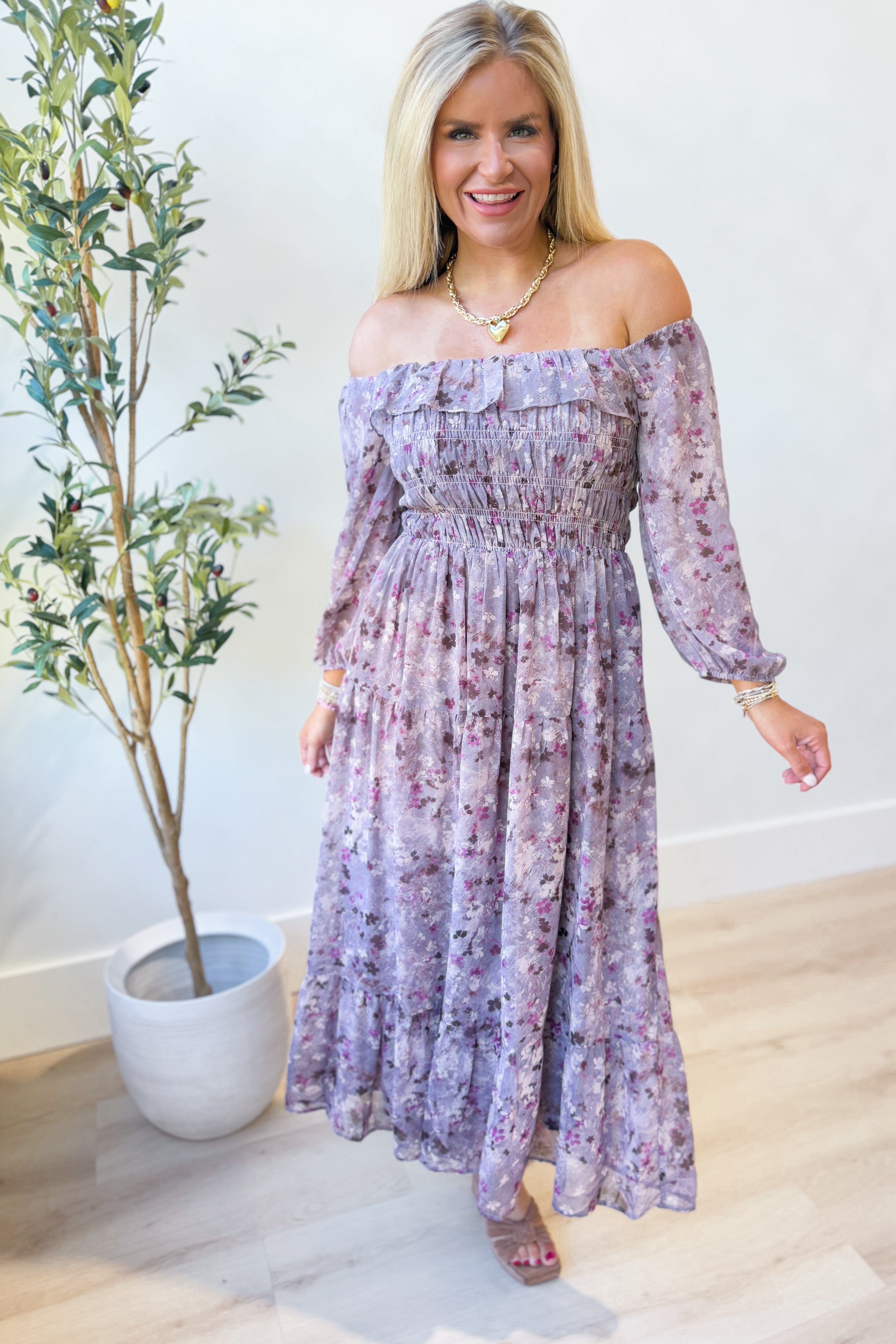 Scarlett Floral Smocked Midi Dress - Be You Boutique