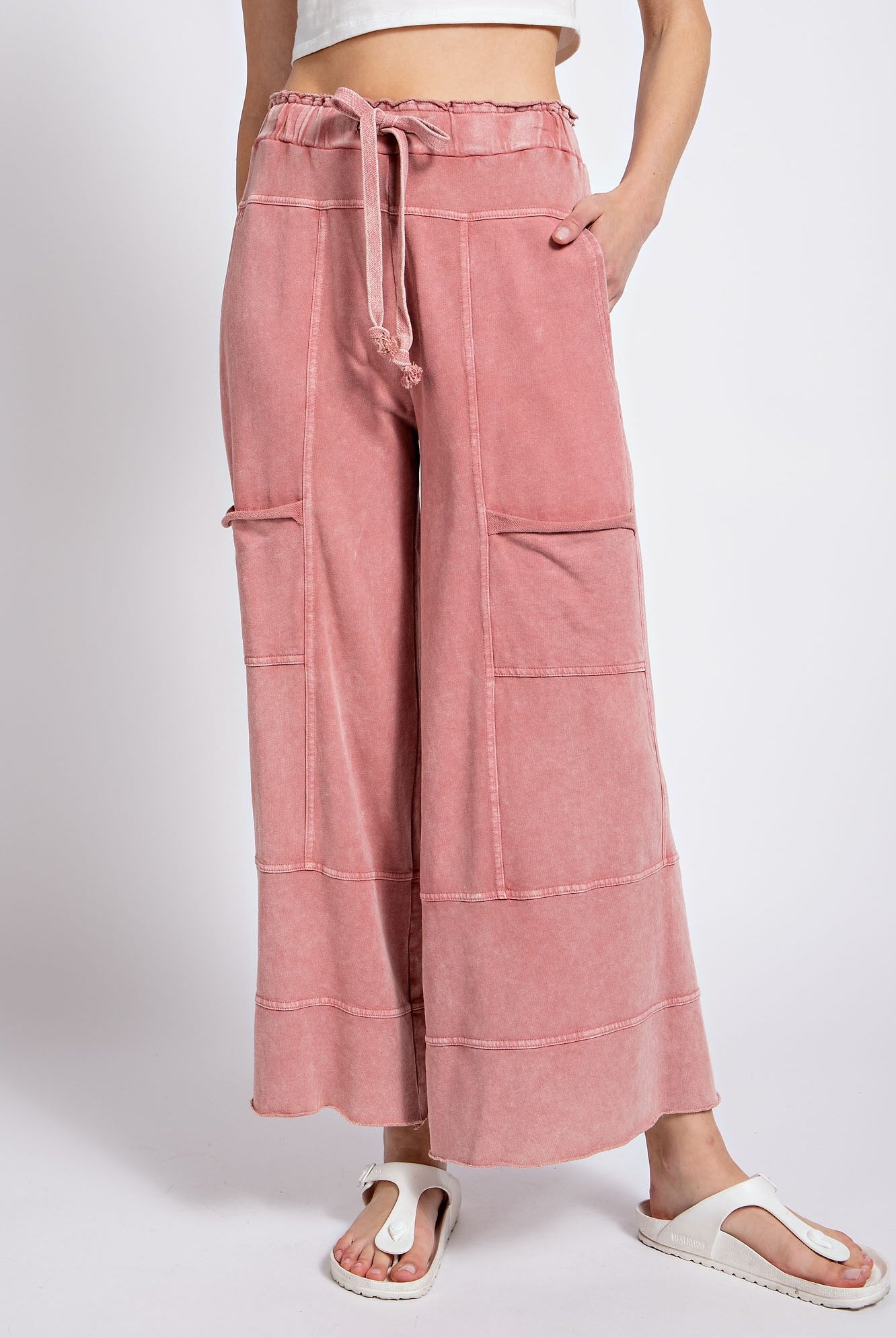 Bradley Mineral Washed Terry Knit Wide Leg Pants - Be You Boutique