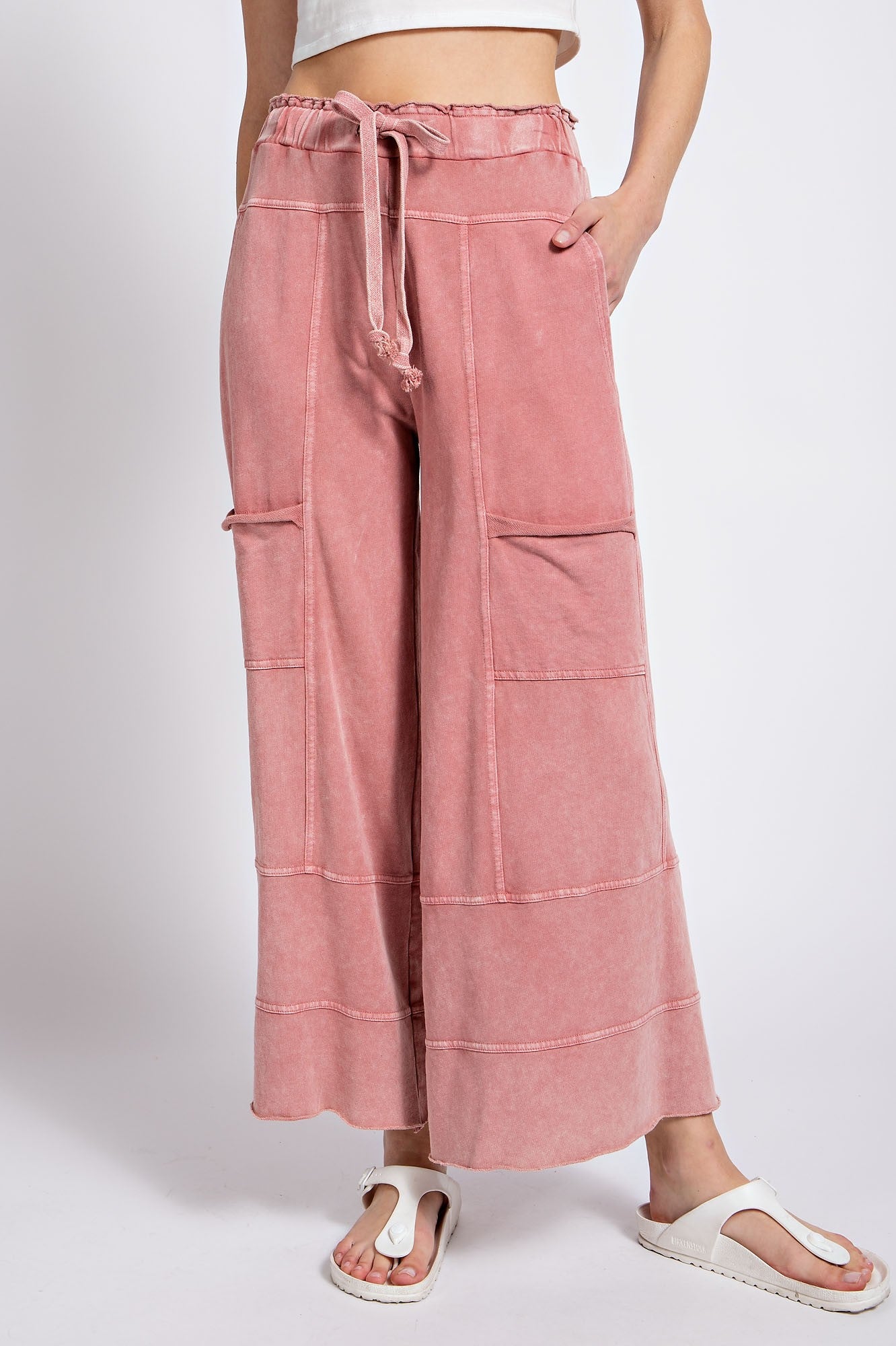 Bradley Mineral Washed Terry Knit Wide Leg Pants - Be You Boutique