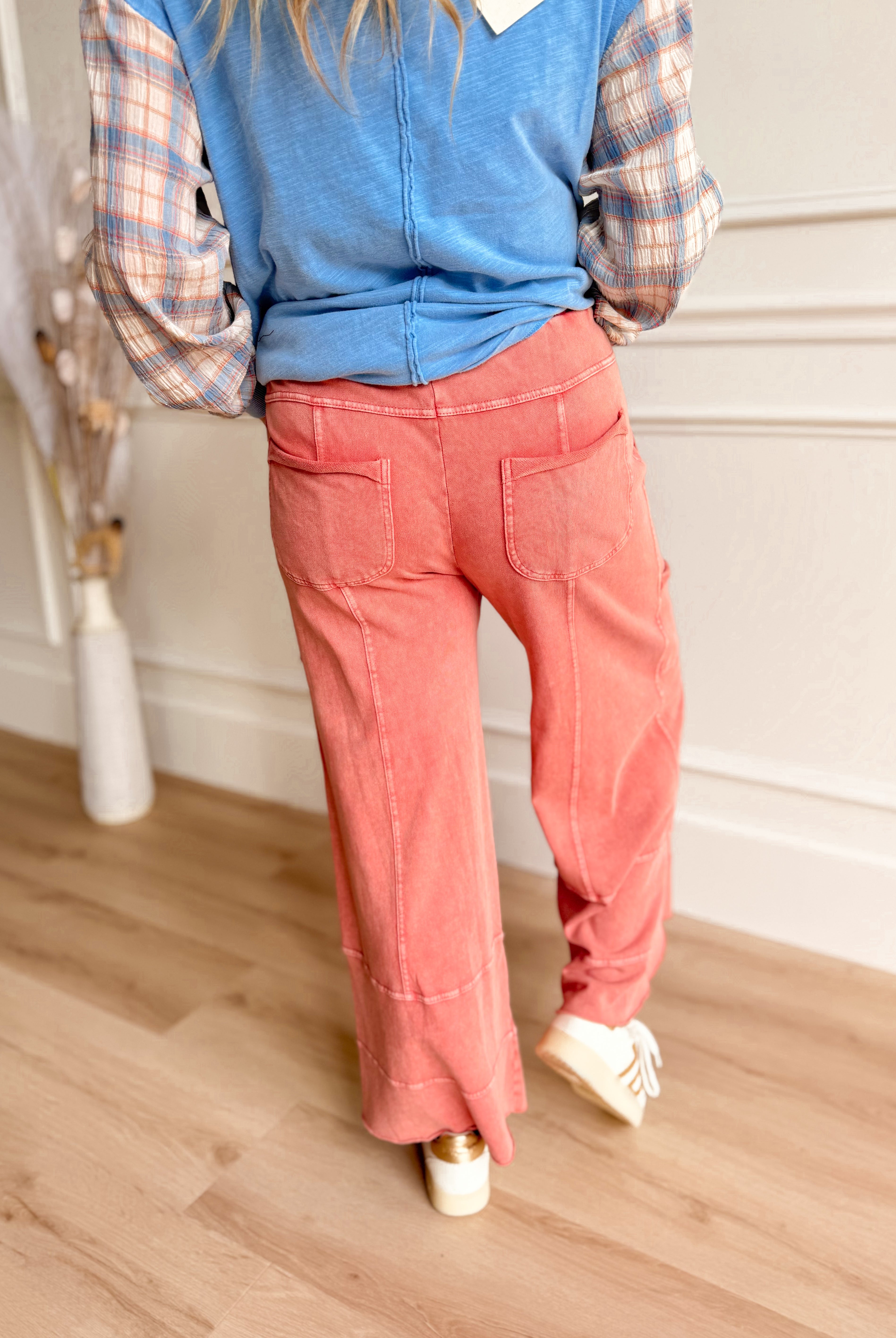 Bradley Mineral Washed Terry Knit Wide Leg Pants - Be You Boutique