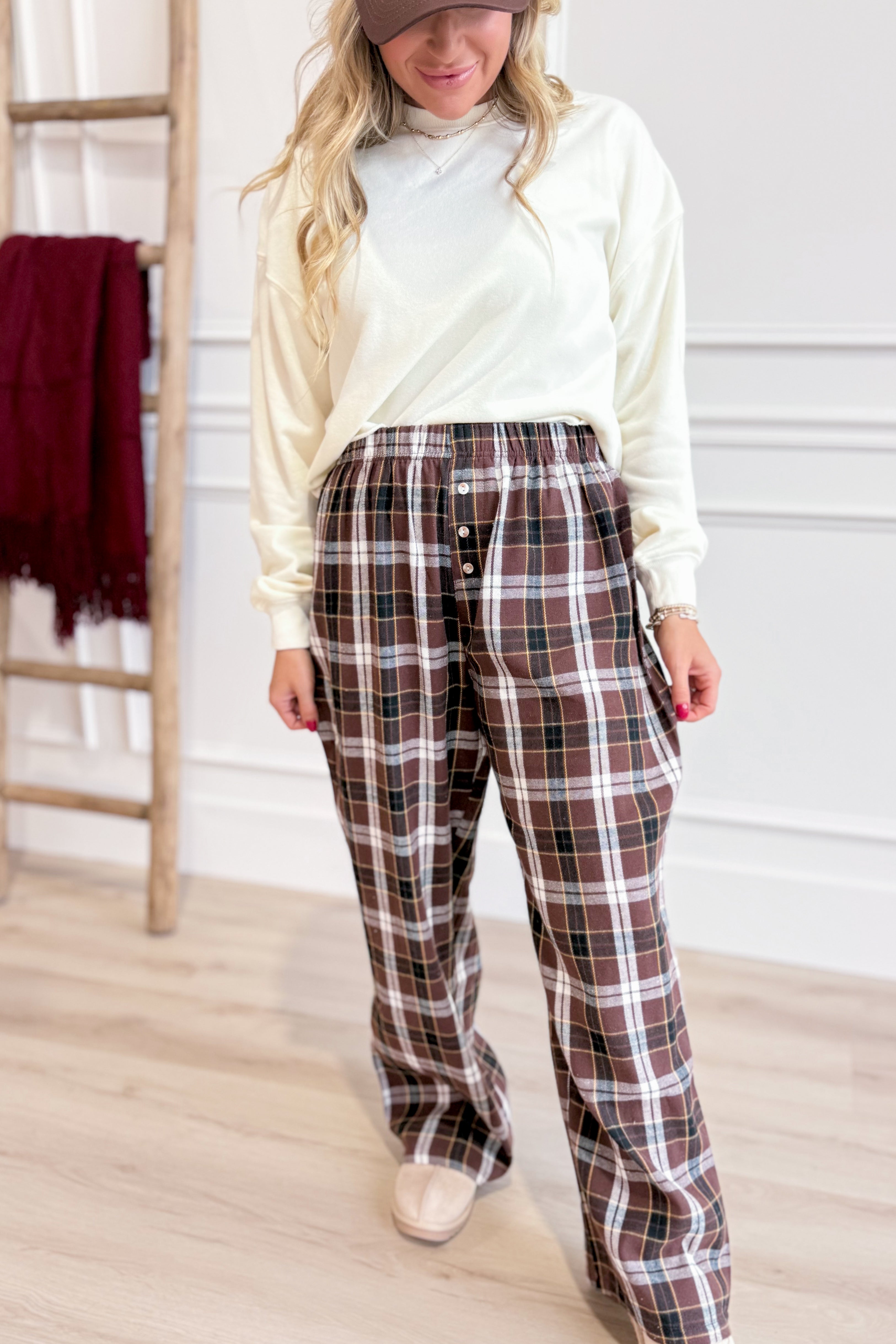 Chris Plaid Elastic Waist Pant - Be You Boutique