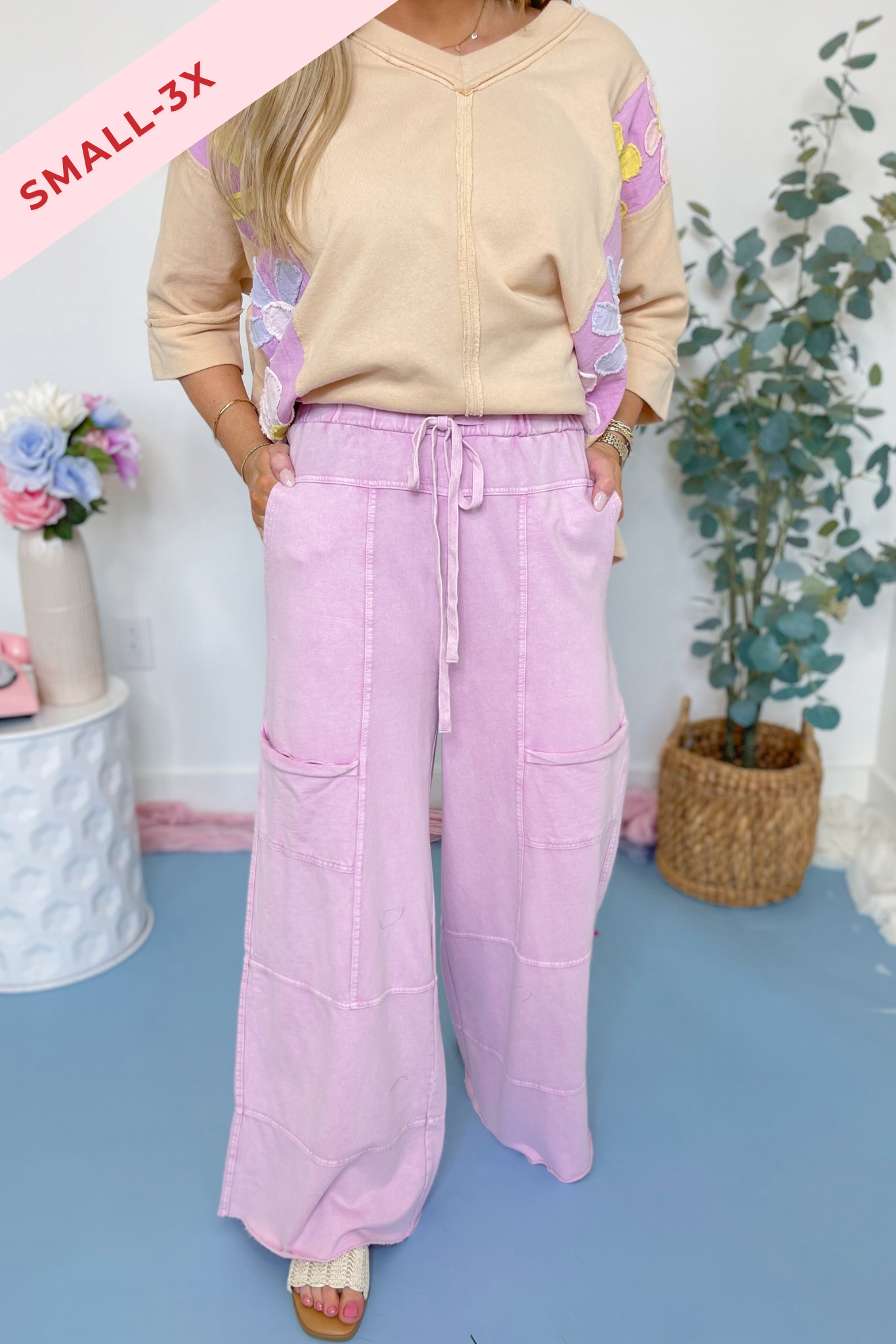 Carrender Mineral Washed Denim Terry Knit Cargo Pants - Be You Boutique