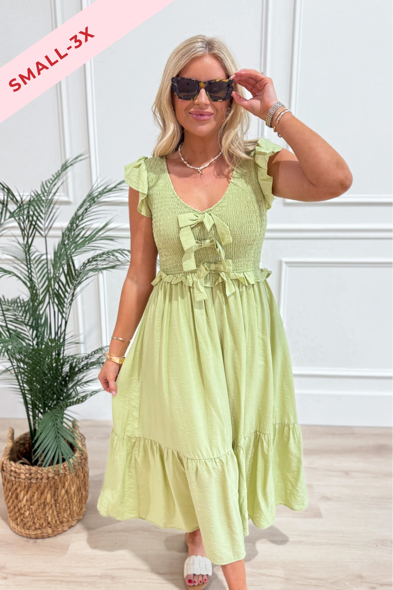 Nicole Front Bow Detail Midi Dress - Be You Boutique