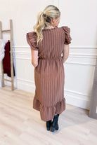 Morgan Plaid V Neck Double Ruffle Dress - Be You Boutique