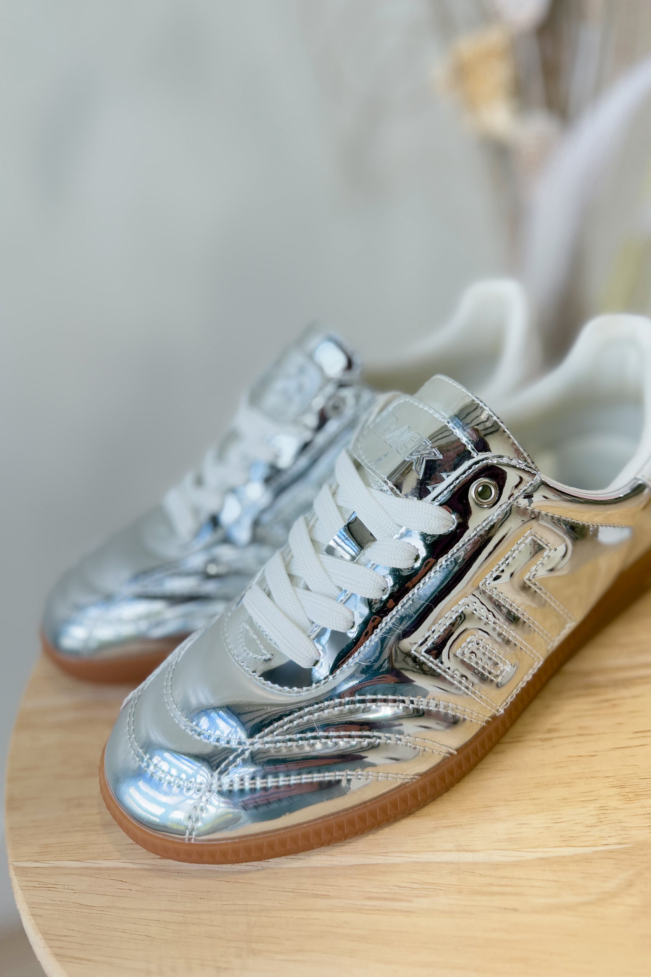 BACK70 Fluffy Sneakers in Silver - Be You Boutique