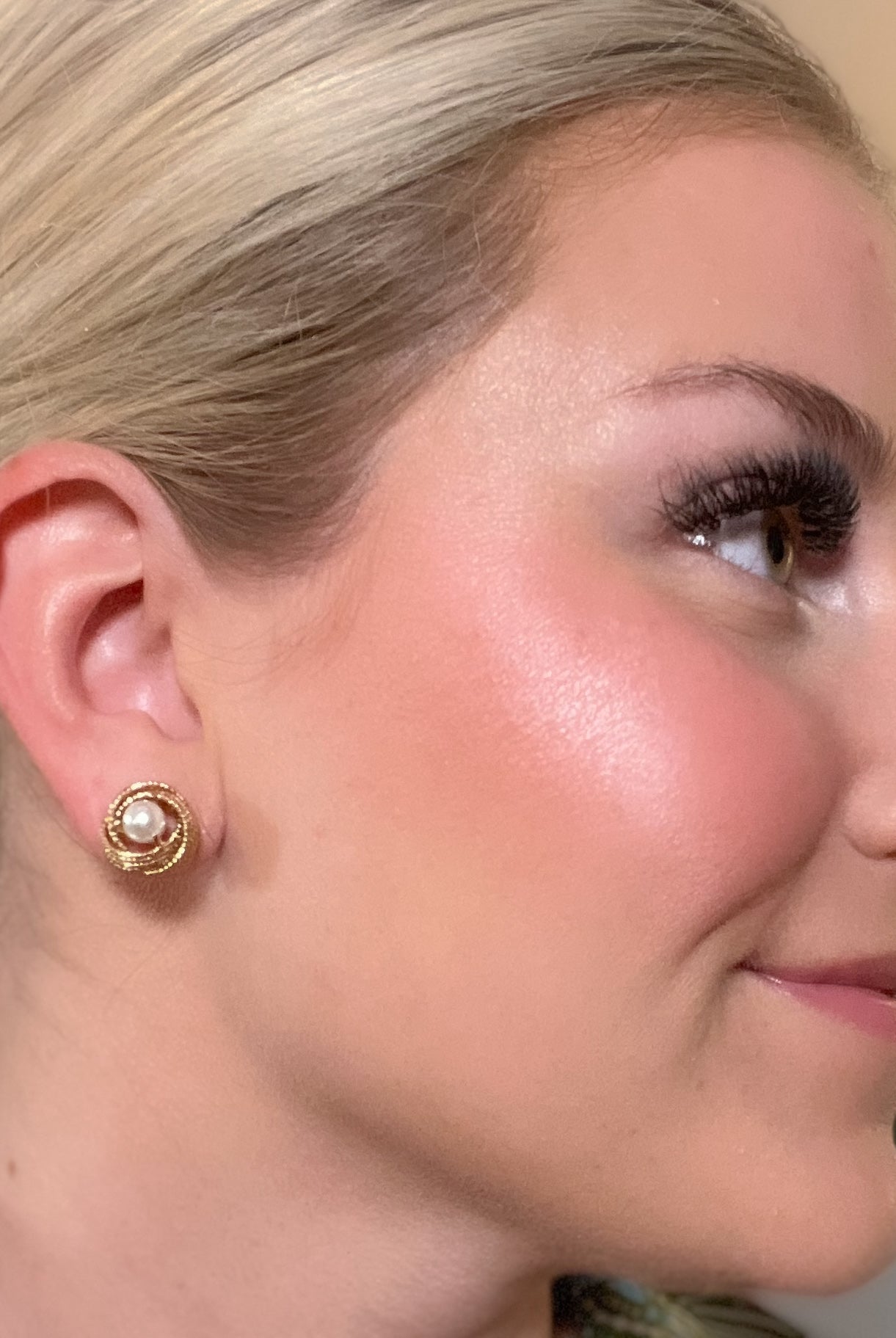 Georgie Gold Textured Knot Pearl Stud Earrings - Be You Boutique