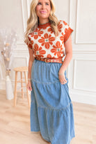 Rebecca Tiered Denim Long Skirt - Be You Boutique