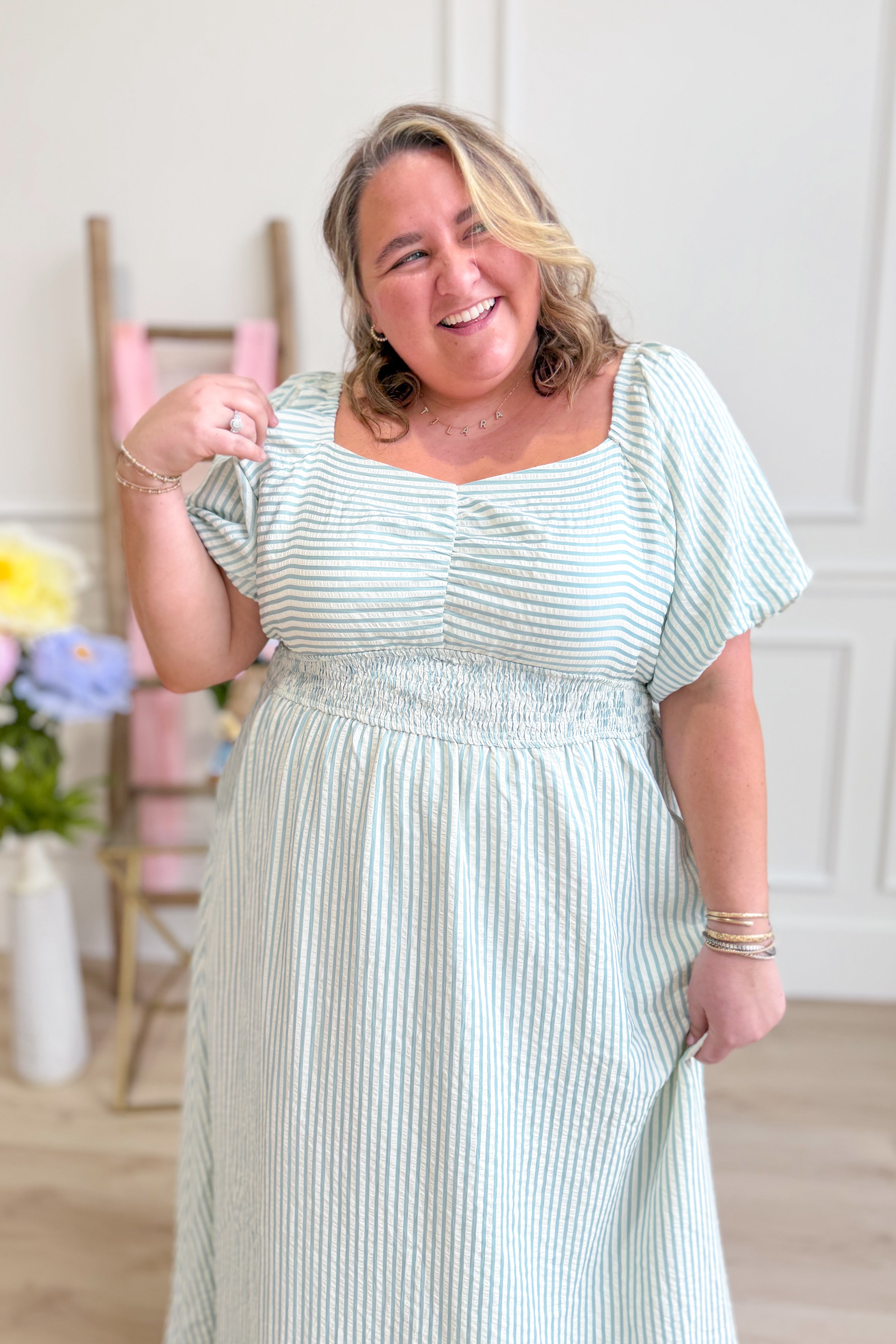 Becca Pin Striped Midi Dress - Be You Boutique